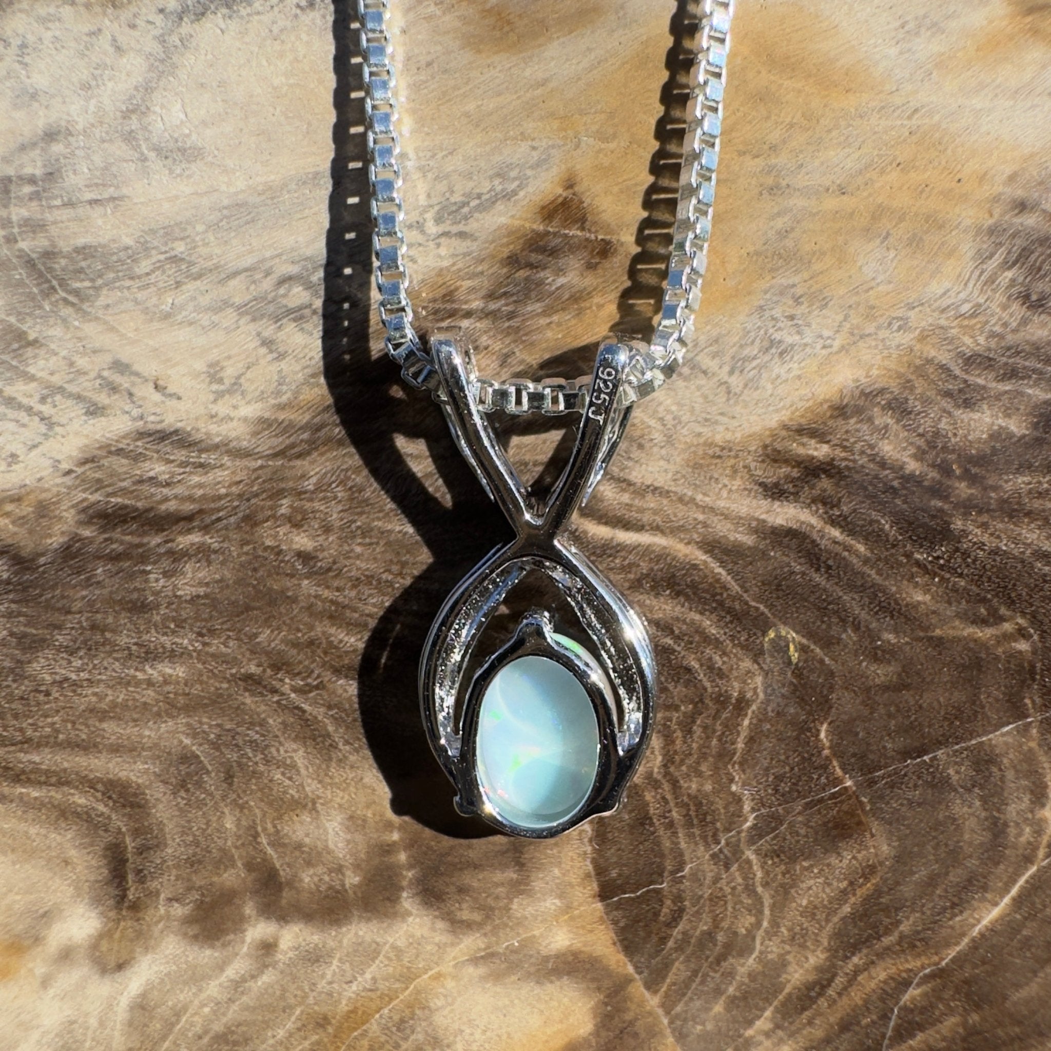 0.9ct Coober Pedy Opal Pendant Necklace ~ 'Boat Harbour Blue' | 925 Sterling Silver | Solid Australian Opal