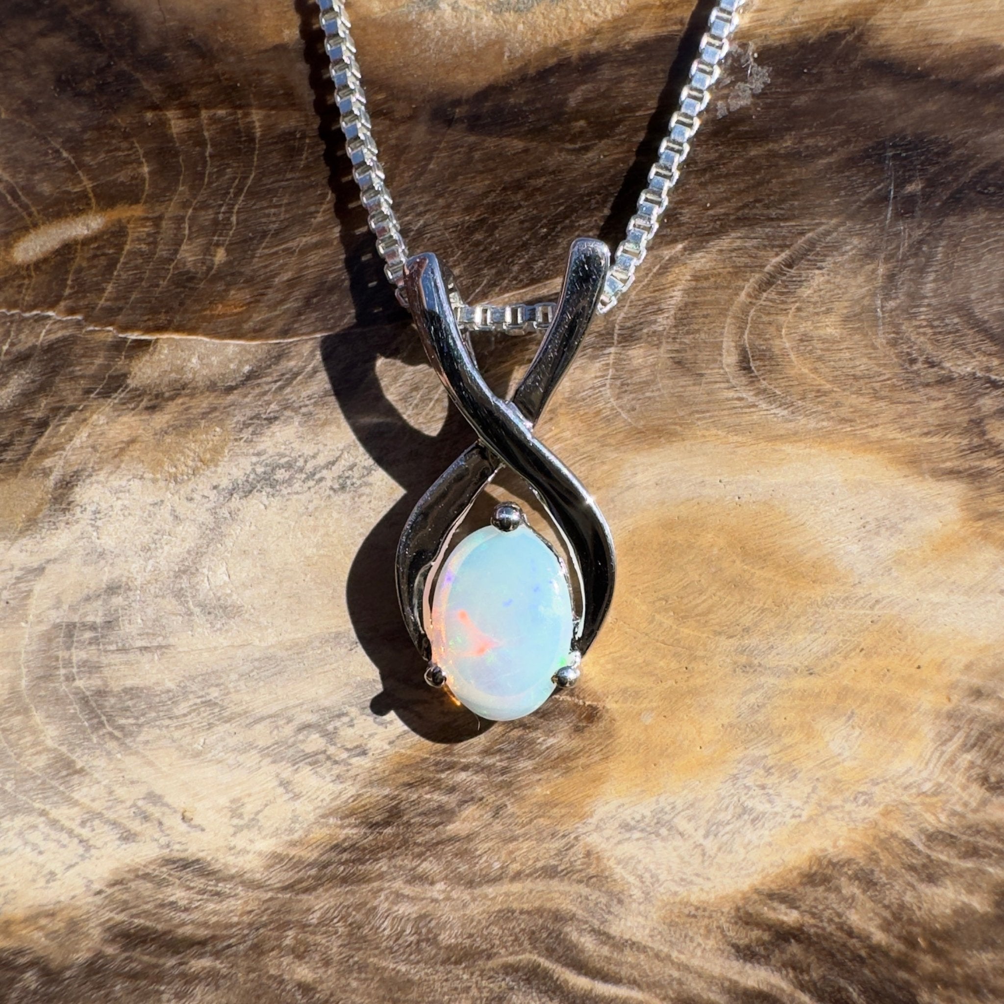 0.9ct Coober Pedy Opal Pendant Necklace ~ 'Boat Harbour Blue' | 925 Sterling Silver | Solid Australian Opal