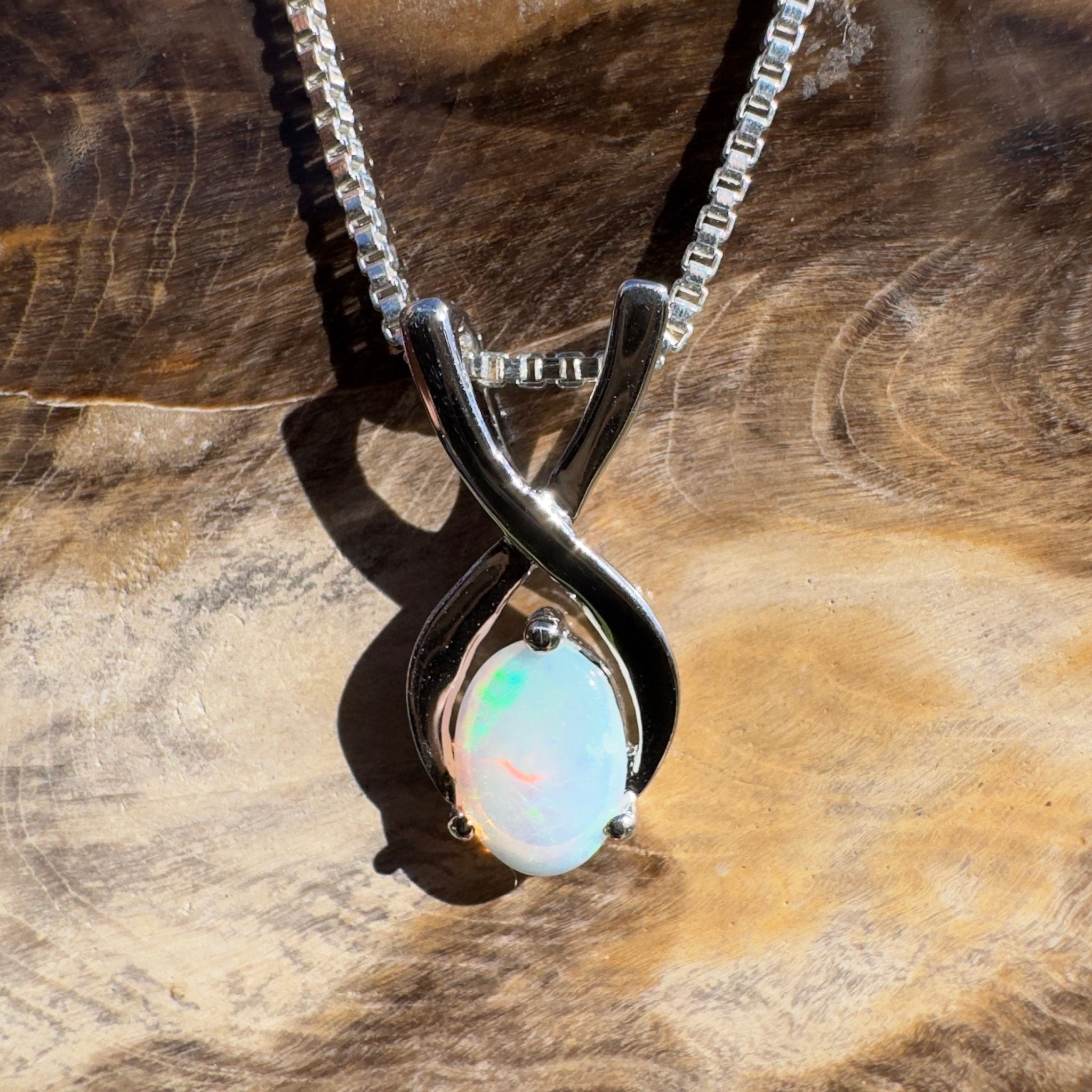 0.9ct Coober Pedy Opal Pendant Necklace ~ 'Boat Harbour Blue' | 925 Sterling Silver | Solid Australian Opal