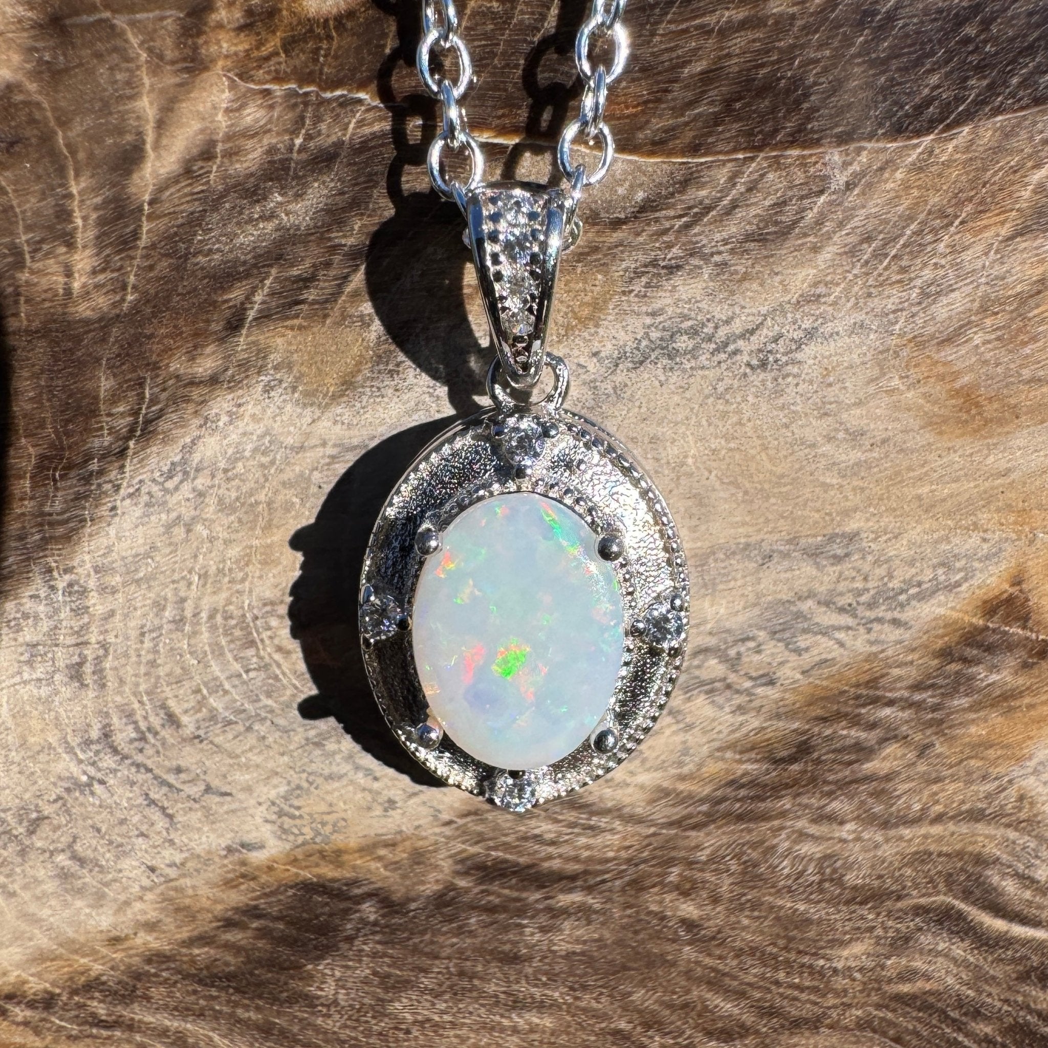 0.9ct Coober Pedy Opal Pendant Necklace ~ 'Budderoo Glow' | 925 Sterling Silver | Solid Australian Opal