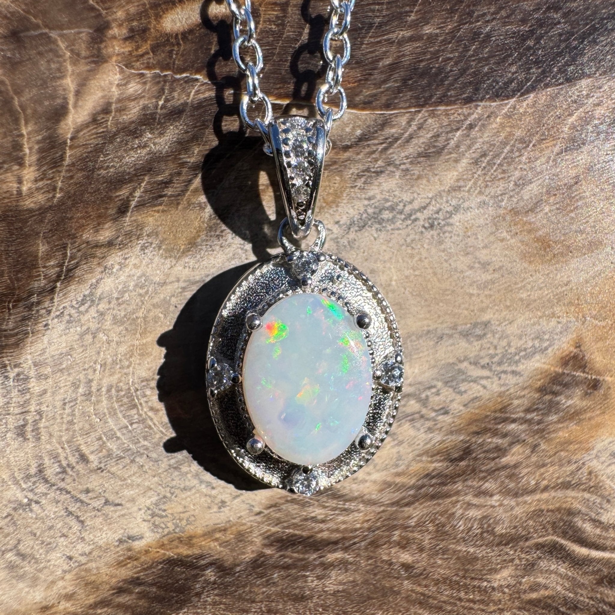 0.9ct Coober Pedy Opal Pendant Necklace ~ 'Budderoo Glow' | 925 Sterling Silver | Solid Australian Opal