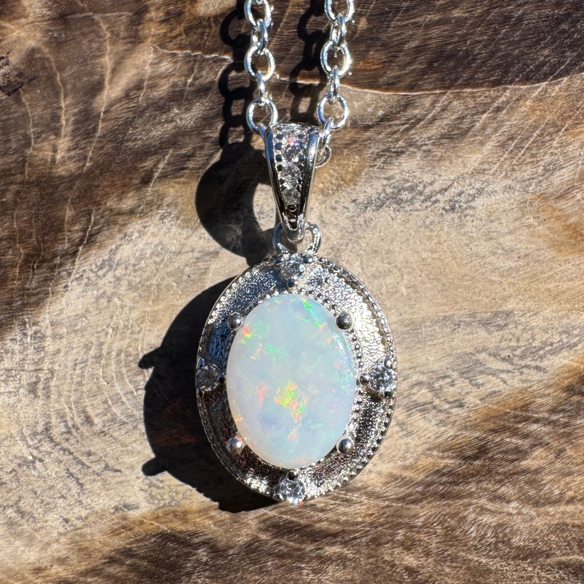 0.9ct Coober Pedy Opal Pendant Necklace ~ 'Budderoo Glow' | 925 Sterling Silver | Solid Australian Opal