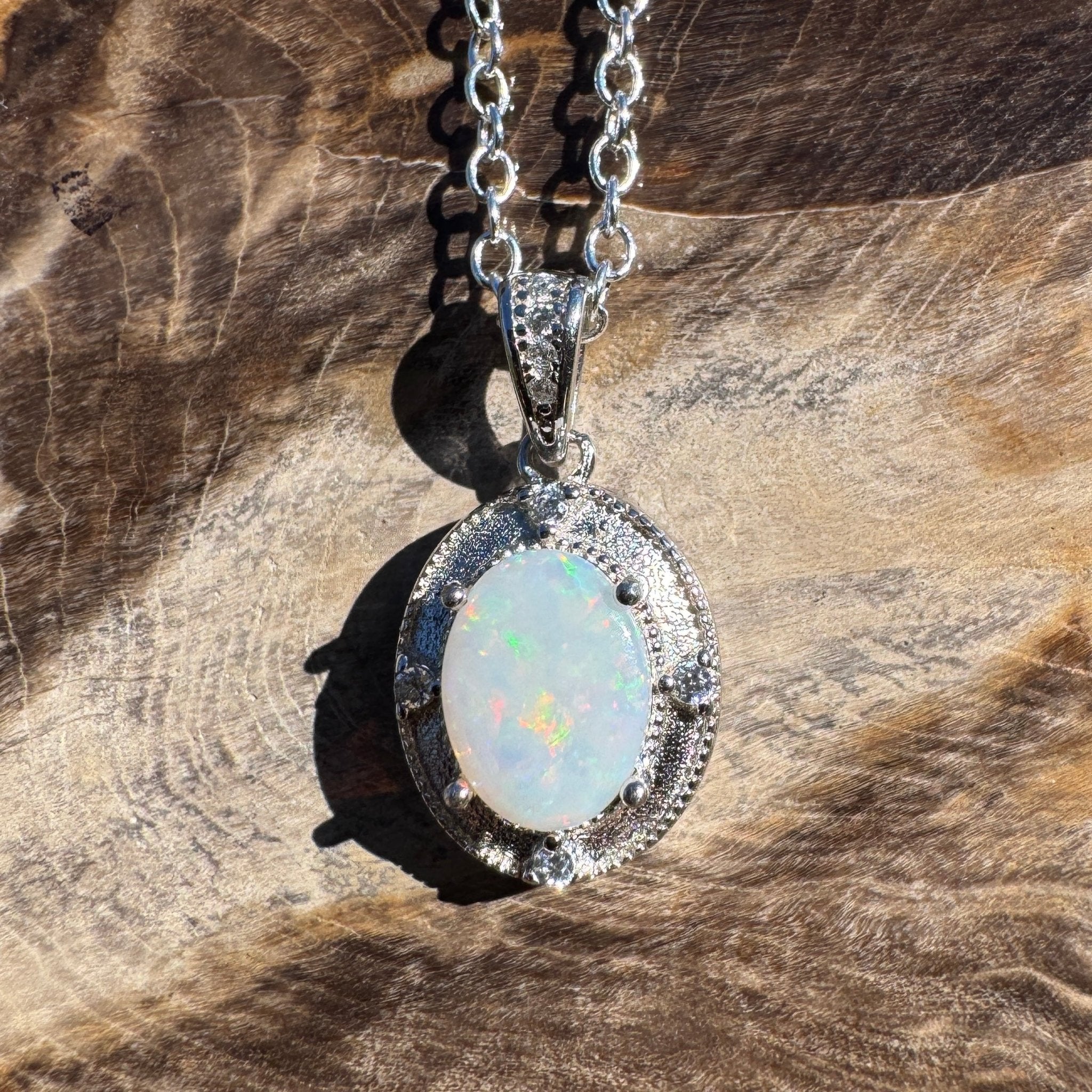 0.9ct Coober Pedy Opal Pendant Necklace ~ 'Budderoo Glow' | 925 Sterling Silver | Solid Australian Opal