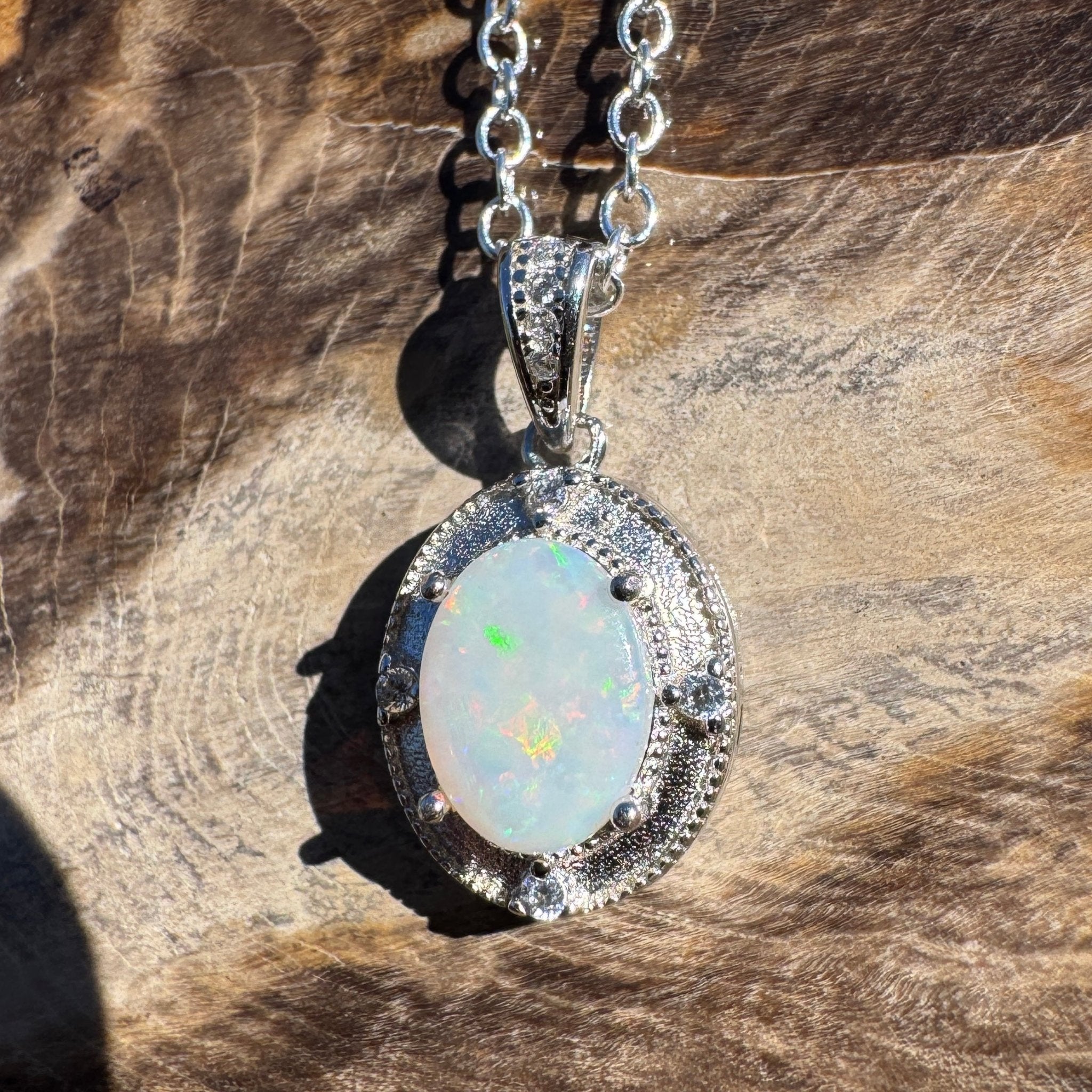 0.9ct Coober Pedy Opal Pendant Necklace ~ 'Budderoo Glow' | 925 Sterling Silver | Solid Australian Opal