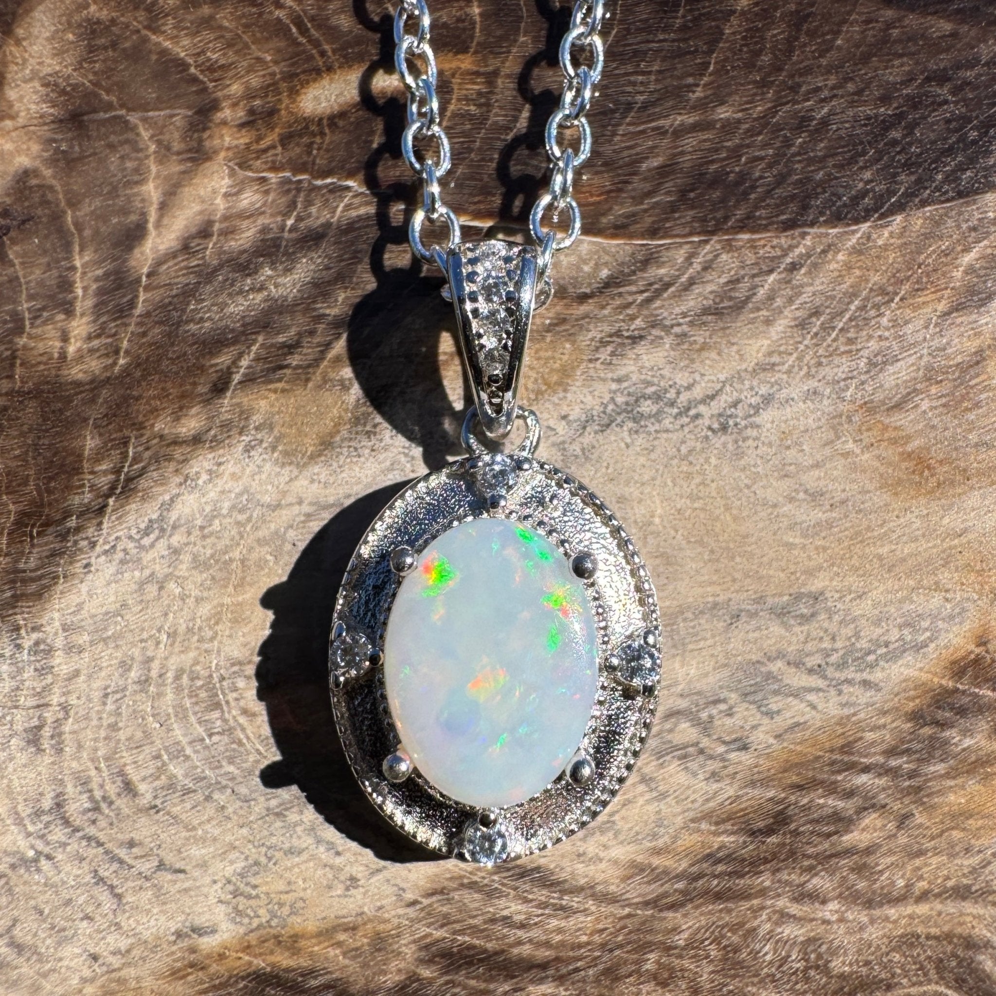 0.9ct Coober Pedy Opal Pendant Necklace ~ 'Budderoo Glow' | 925 Sterling Silver | Solid Australian Opal