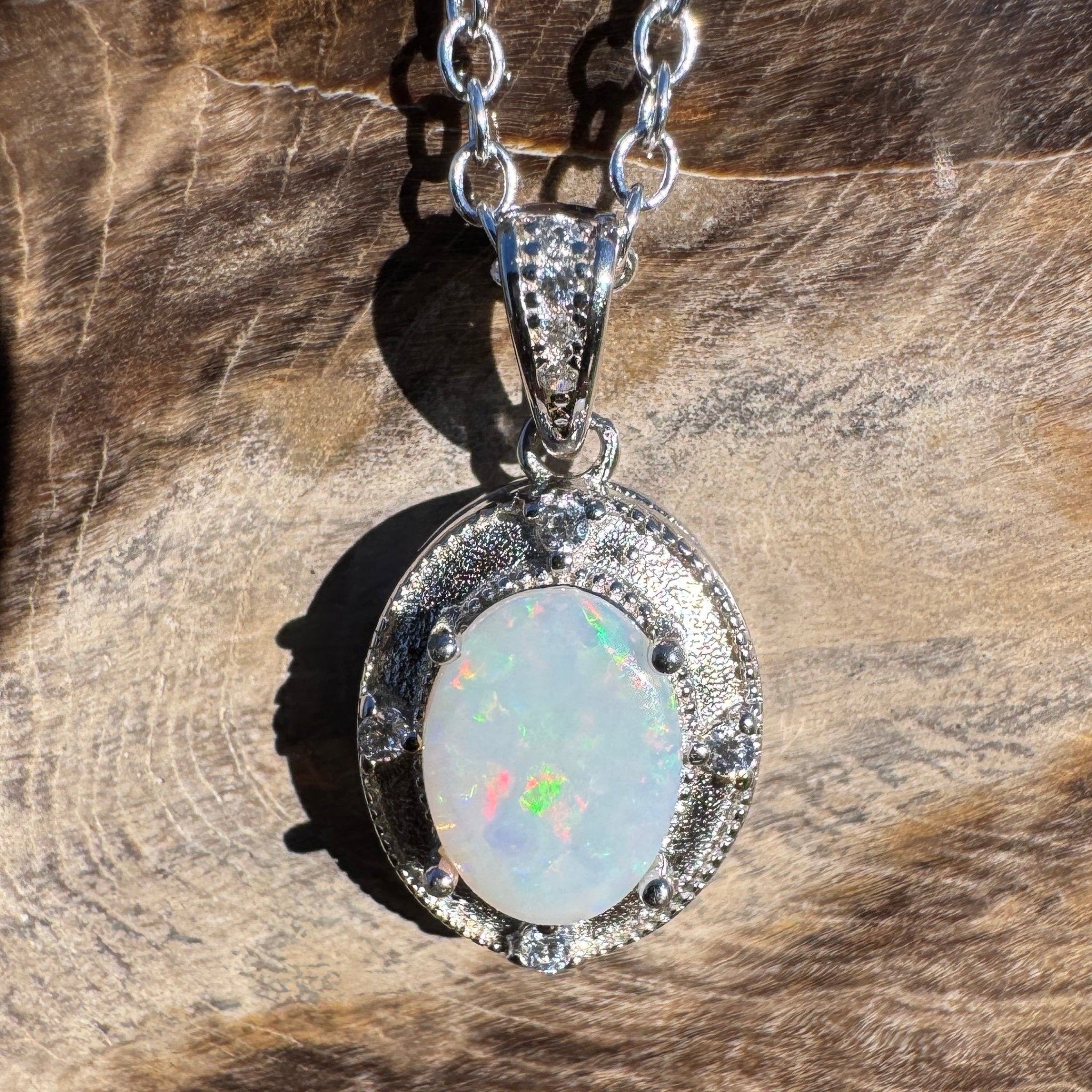 0.9ct Coober Pedy Opal Pendant Necklace ~ 'Budderoo Glow' | 925 Sterling Silver | Solid Australian Opal