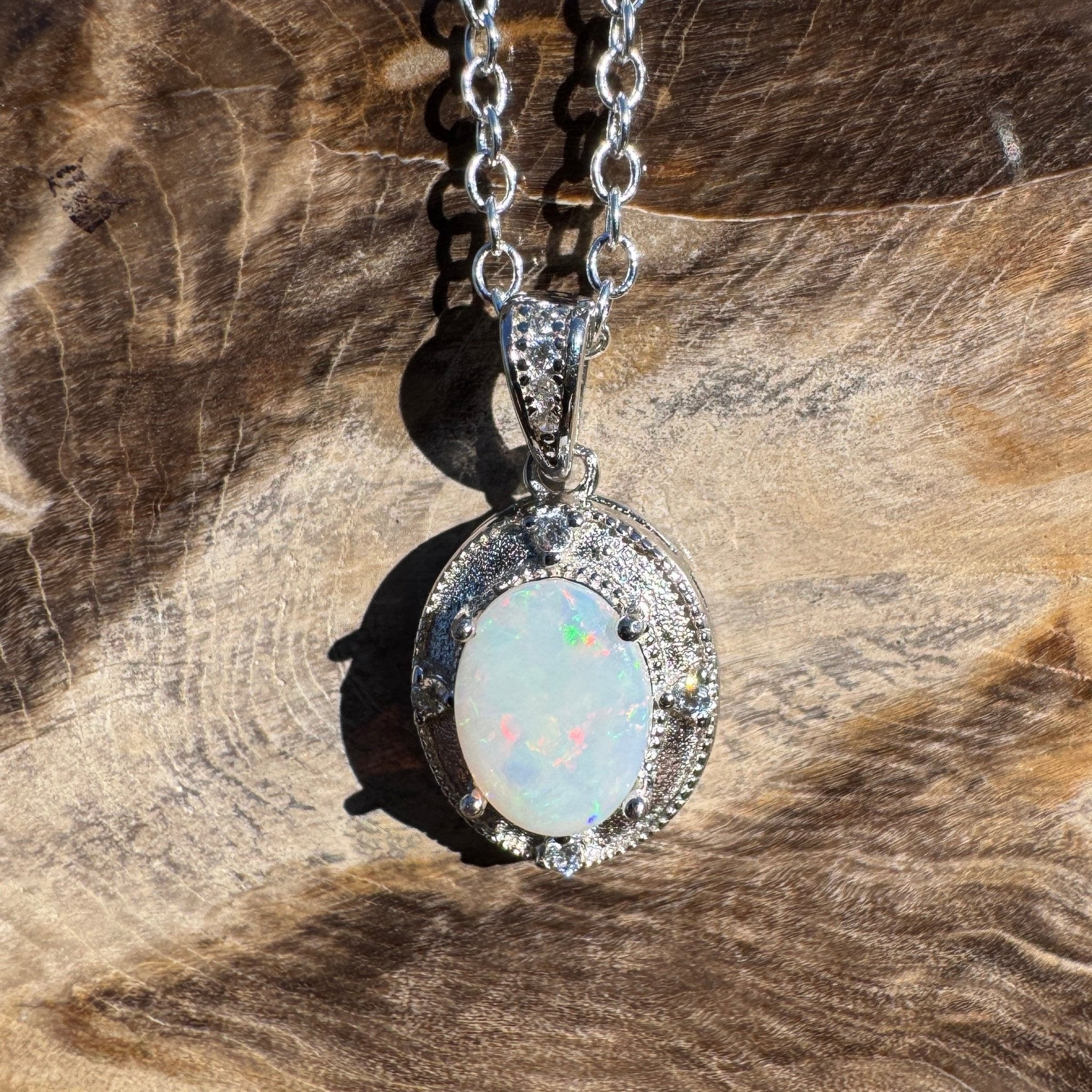 0.9ct Coober Pedy Opal Pendant Necklace ~ 'Budderoo Glow' | 925 Sterling Silver | Solid Australian Opal