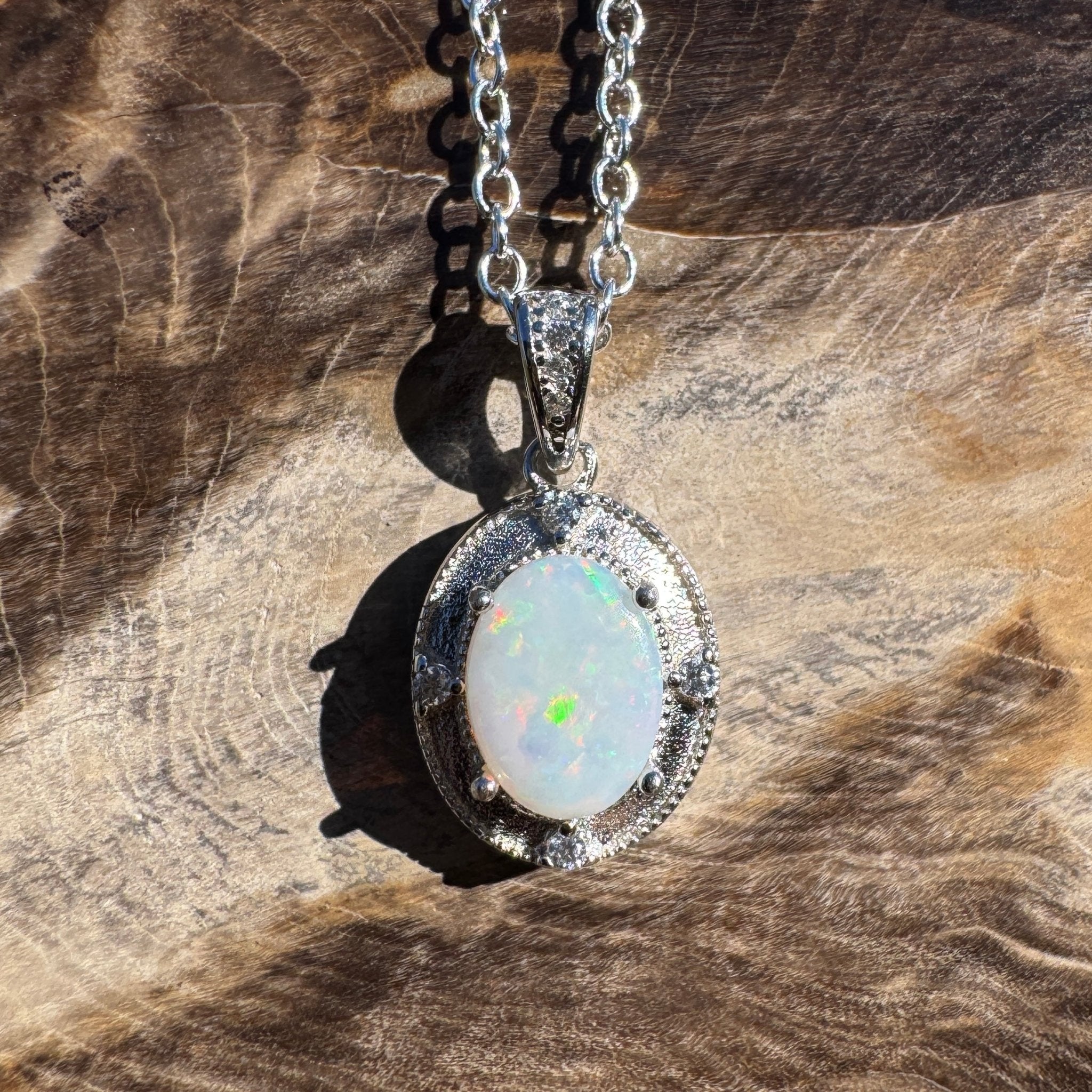 0.9ct Coober Pedy Opal Pendant Necklace ~ 'Budderoo Glow' | 925 Sterling Silver | Solid Australian Opal