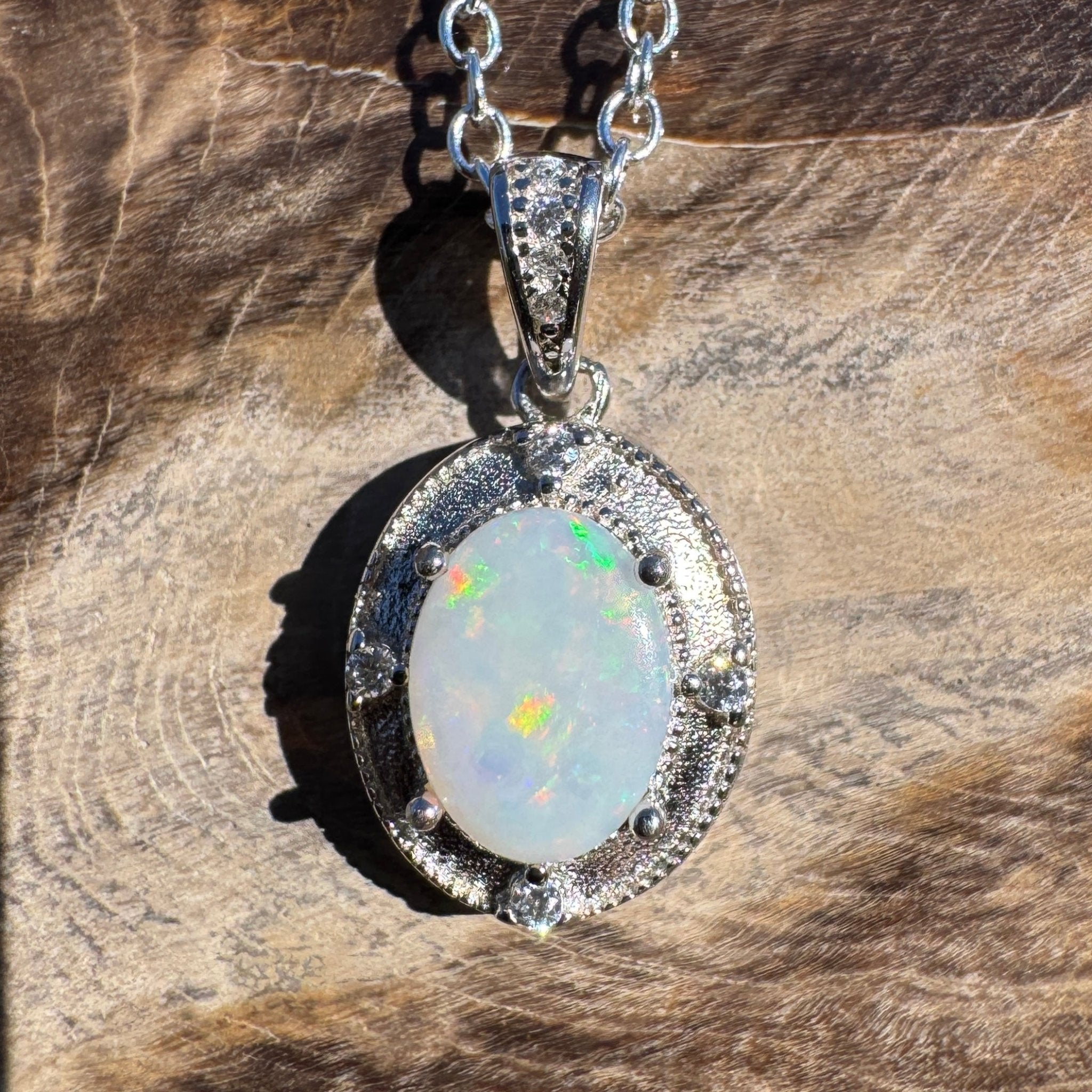 0.9ct Coober Pedy Opal Pendant Necklace ~ 'Budderoo Glow' | 925 Sterling Silver | Solid Australian Opal