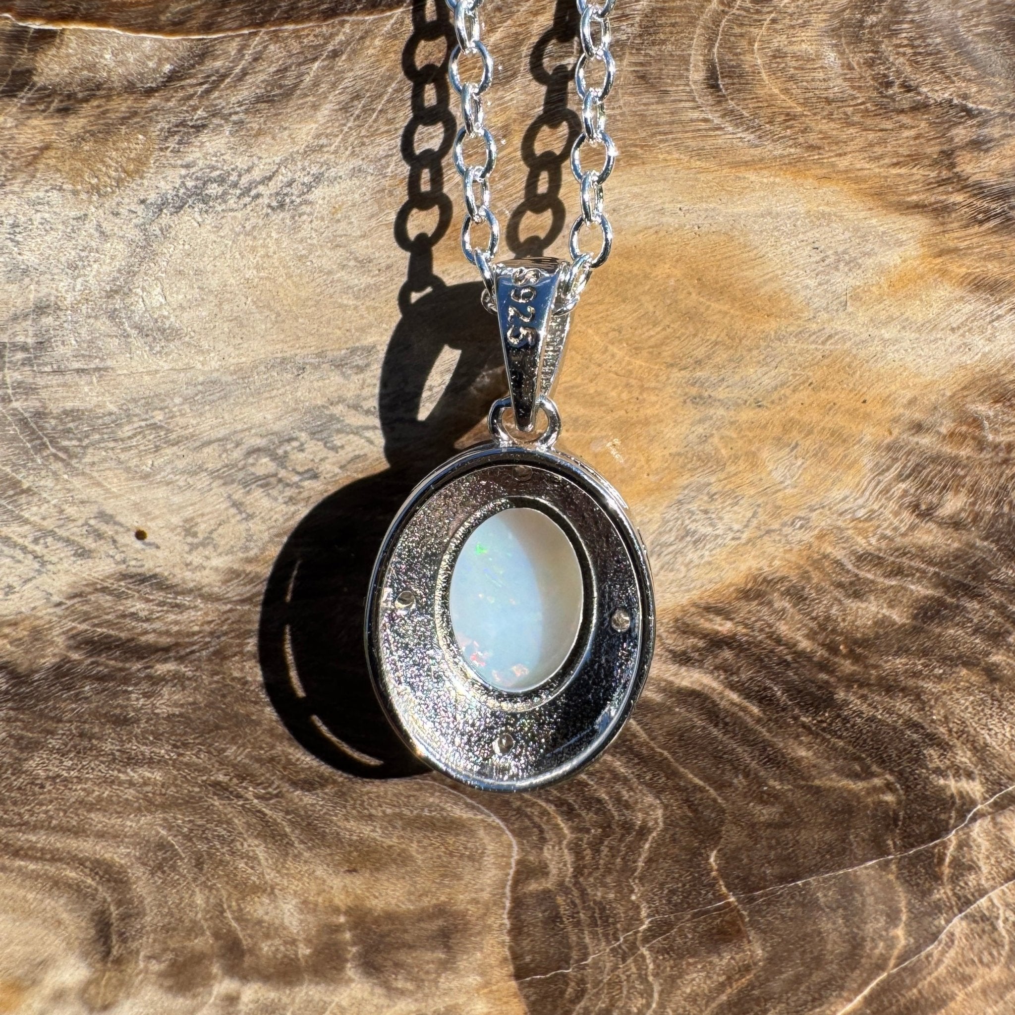0.9ct Coober Pedy Opal Pendant Necklace ~ 'Budderoo Glow' | 925 Sterling Silver | Solid Australian Opal