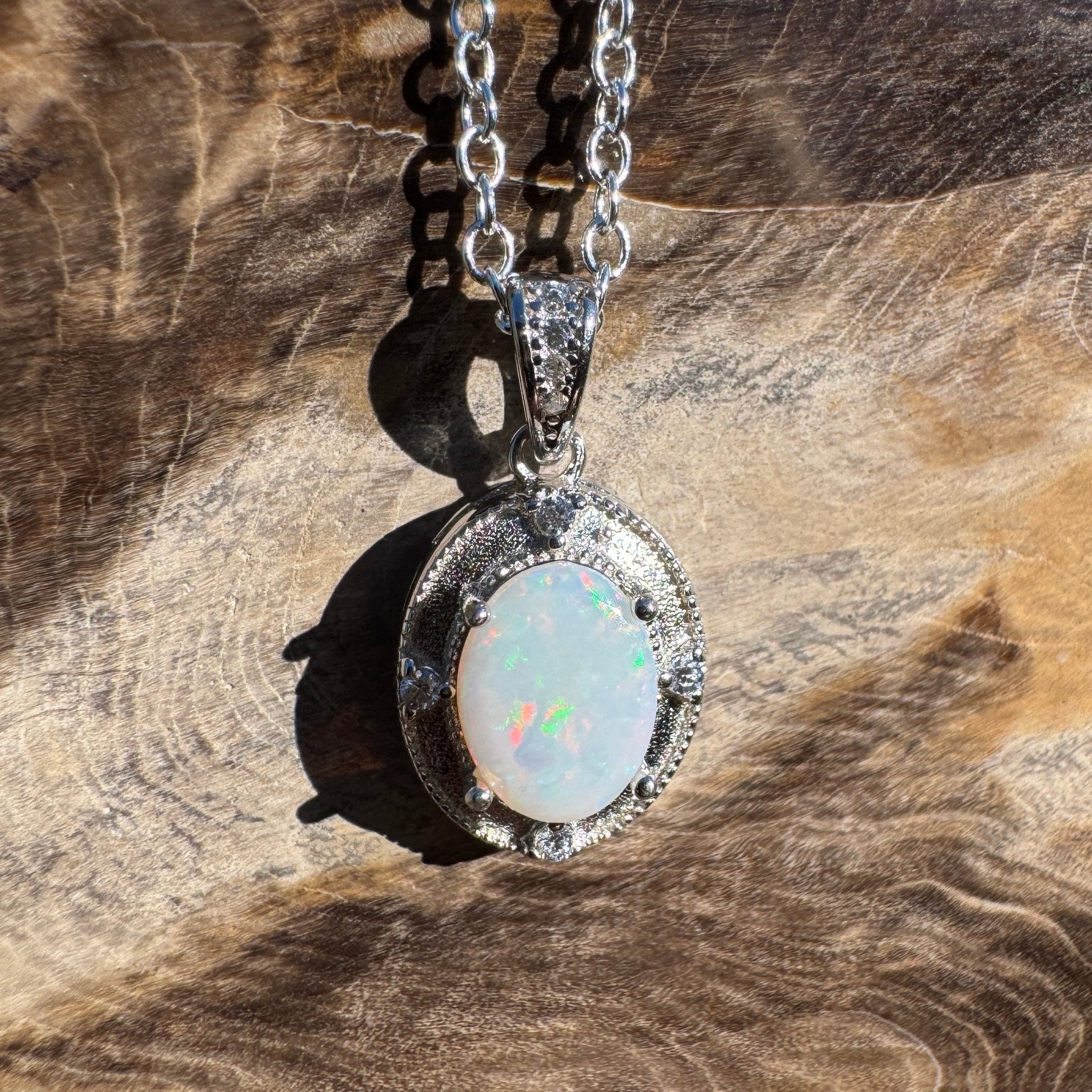 0.9ct Coober Pedy Opal Pendant Necklace ~ 'Budderoo Glow' | 925 Sterling Silver | Solid Australian Opal