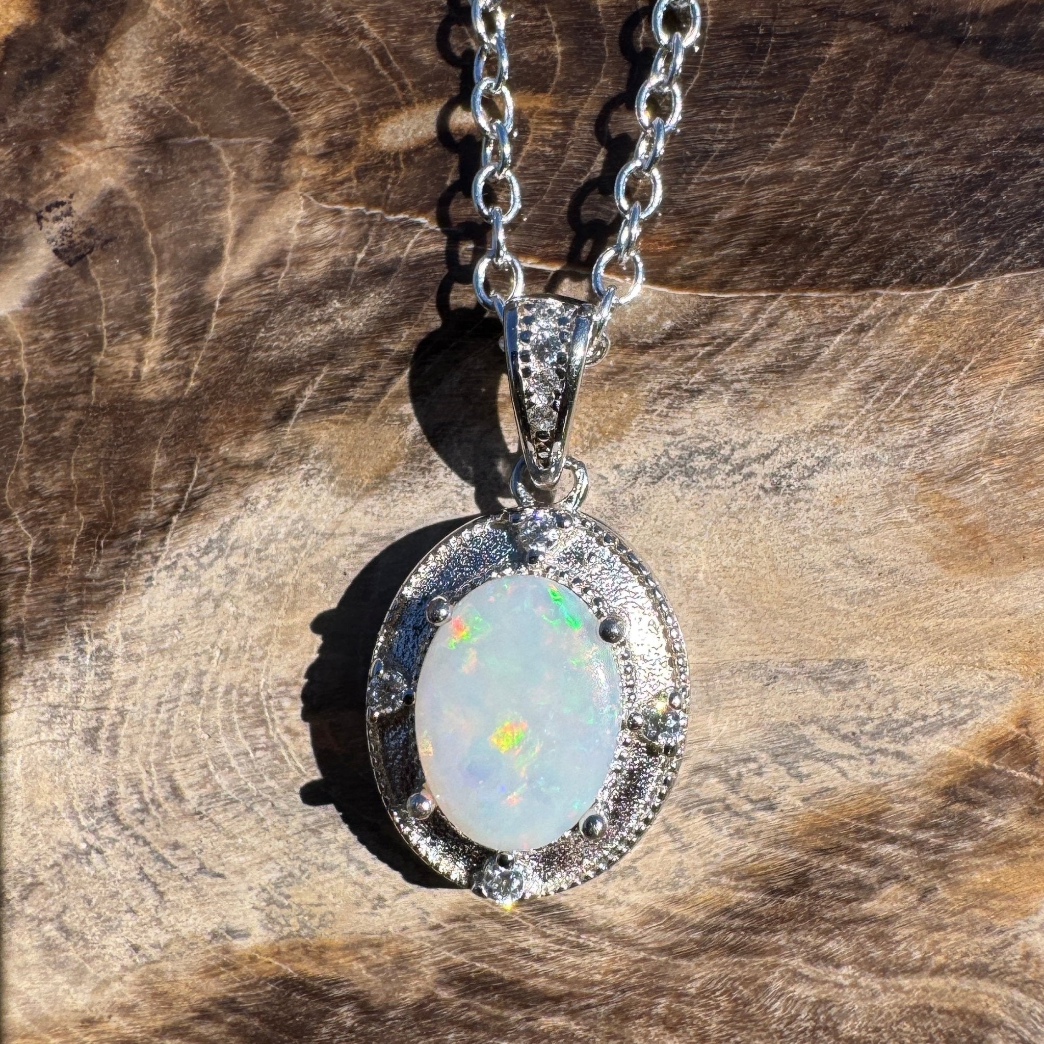 0.9ct Coober Pedy Opal Pendant Necklace ~ 'Budderoo Glow' | 925 Sterling Silver | Solid Australian Opal