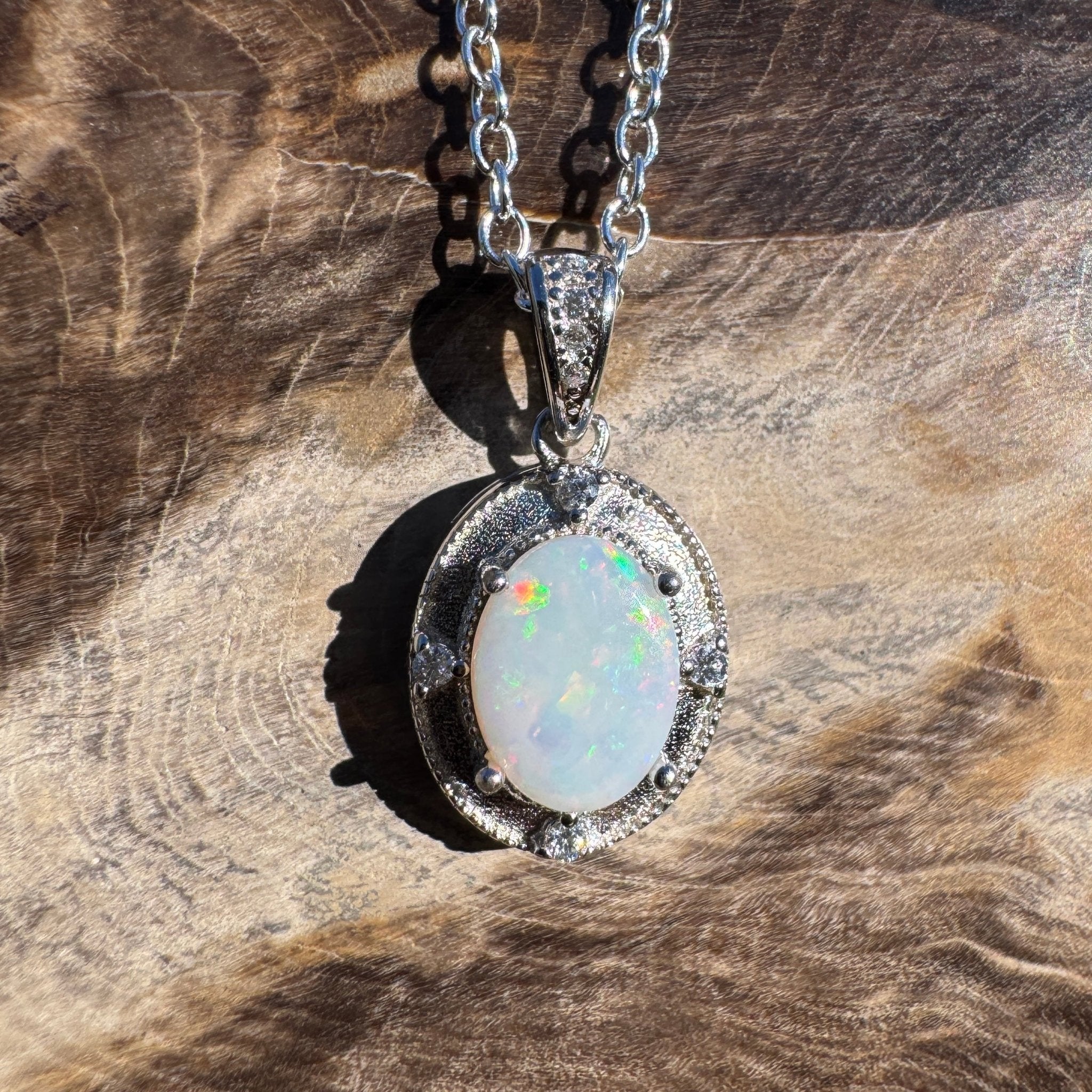 0.9ct Coober Pedy Opal Pendant Necklace ~ 'Budderoo Glow' | 925 Sterling Silver | Solid Australian Opal