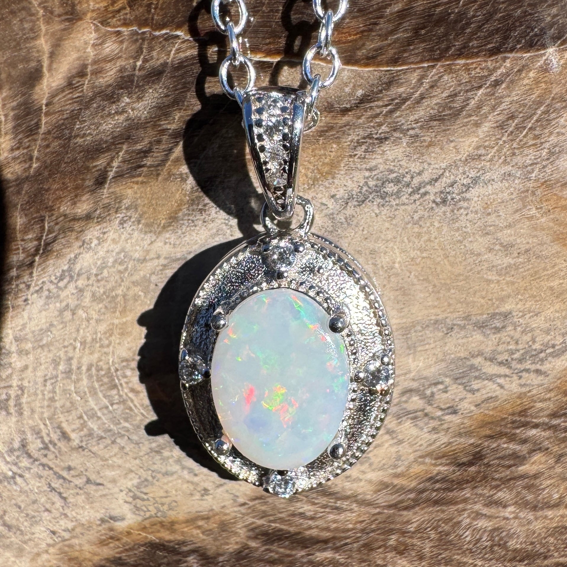 0.9ct Coober Pedy Opal Pendant Necklace ~ 'Budderoo Glow' | 925 Sterling Silver | Solid Australian Opal