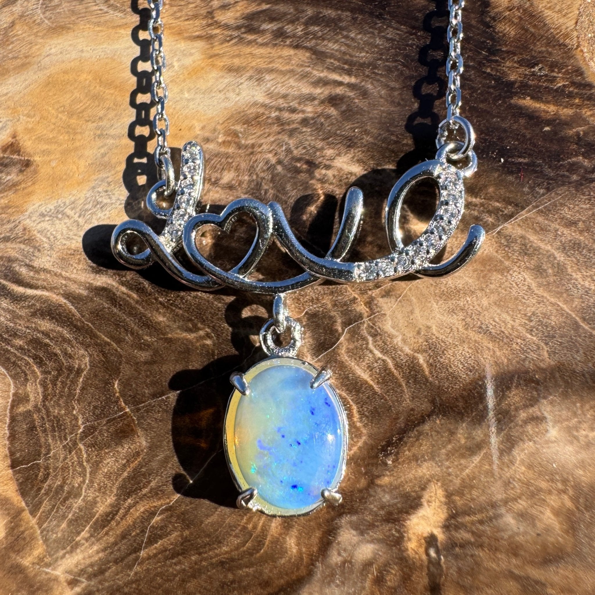 0.9ct Coober Pedy Opal Pendant Necklace ~ 'Cobbold Gorge Blue' | 925 Sterling Silver | Solid Australian Opal