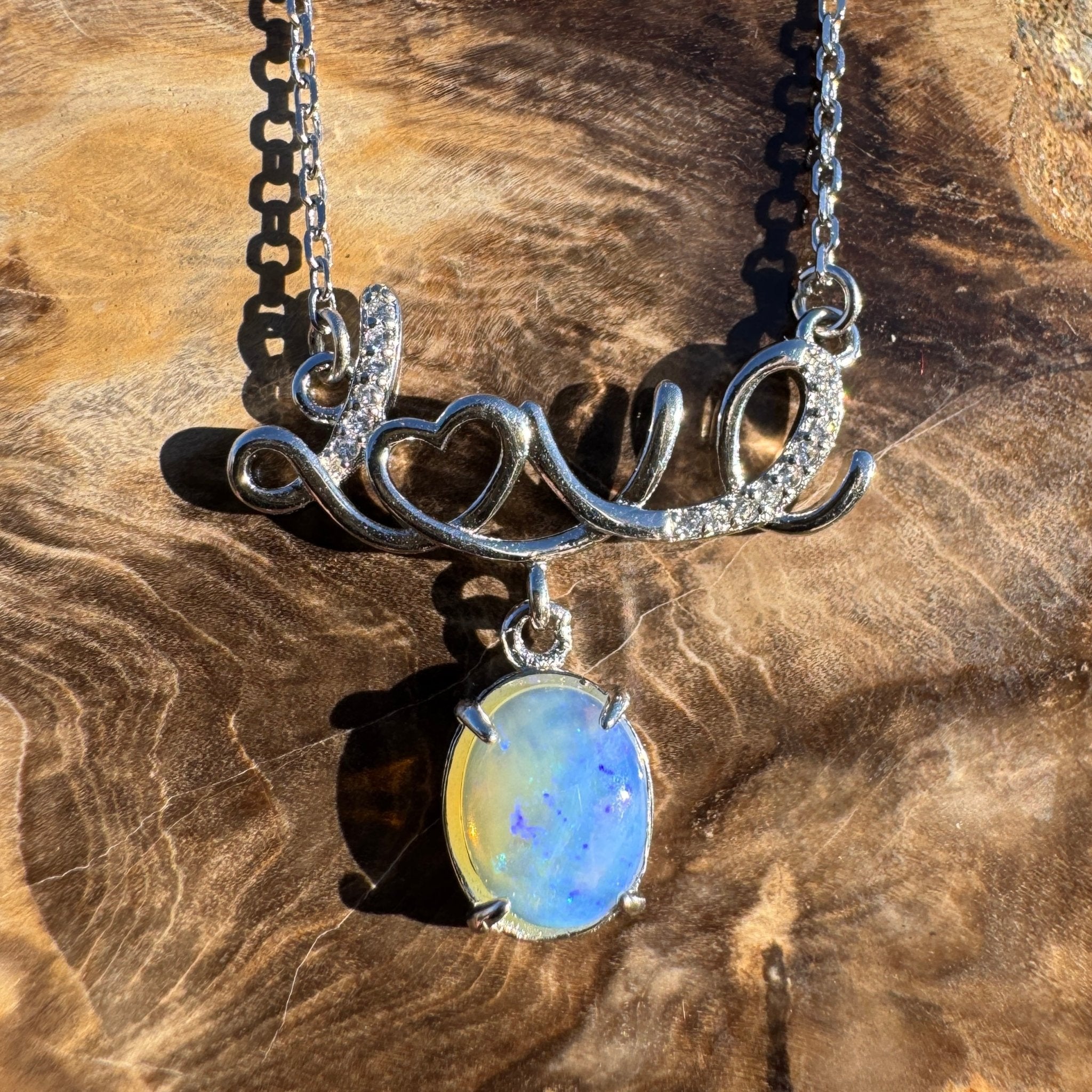 0.9ct Coober Pedy Opal Pendant Necklace ~ 'Cobbold Gorge Blue' | 925 Sterling Silver | Solid Australian Opal