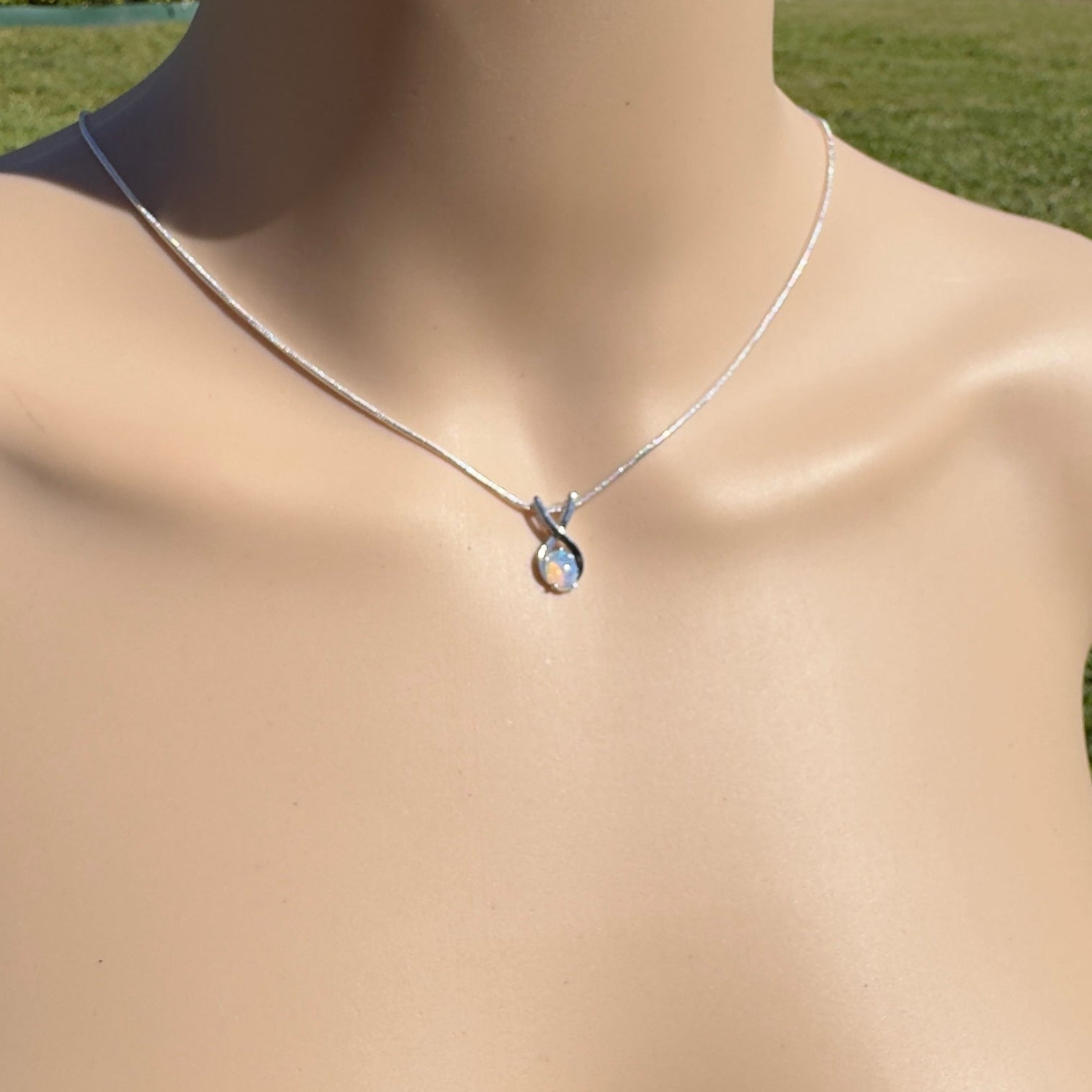0.9ct Coober Pedy Opal Pendant Necklace ~ 'Diamond Head Glow' | 925 Sterling Silver | Solid Australian Opal