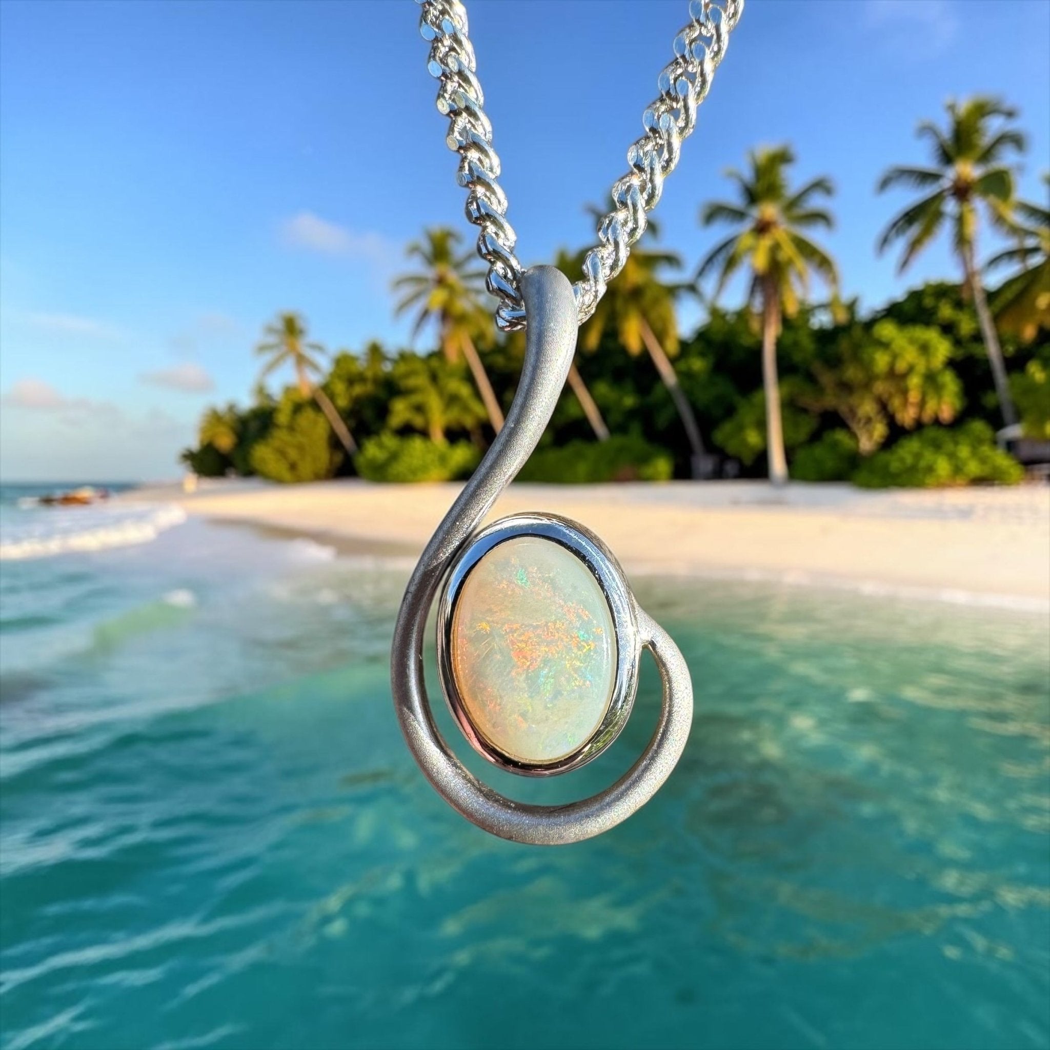 0.9ct Coober Pedy Opal Pendant Necklace ~ 'Flinders Flame' | 925 Sterling Silver | Solid Australian Opal
