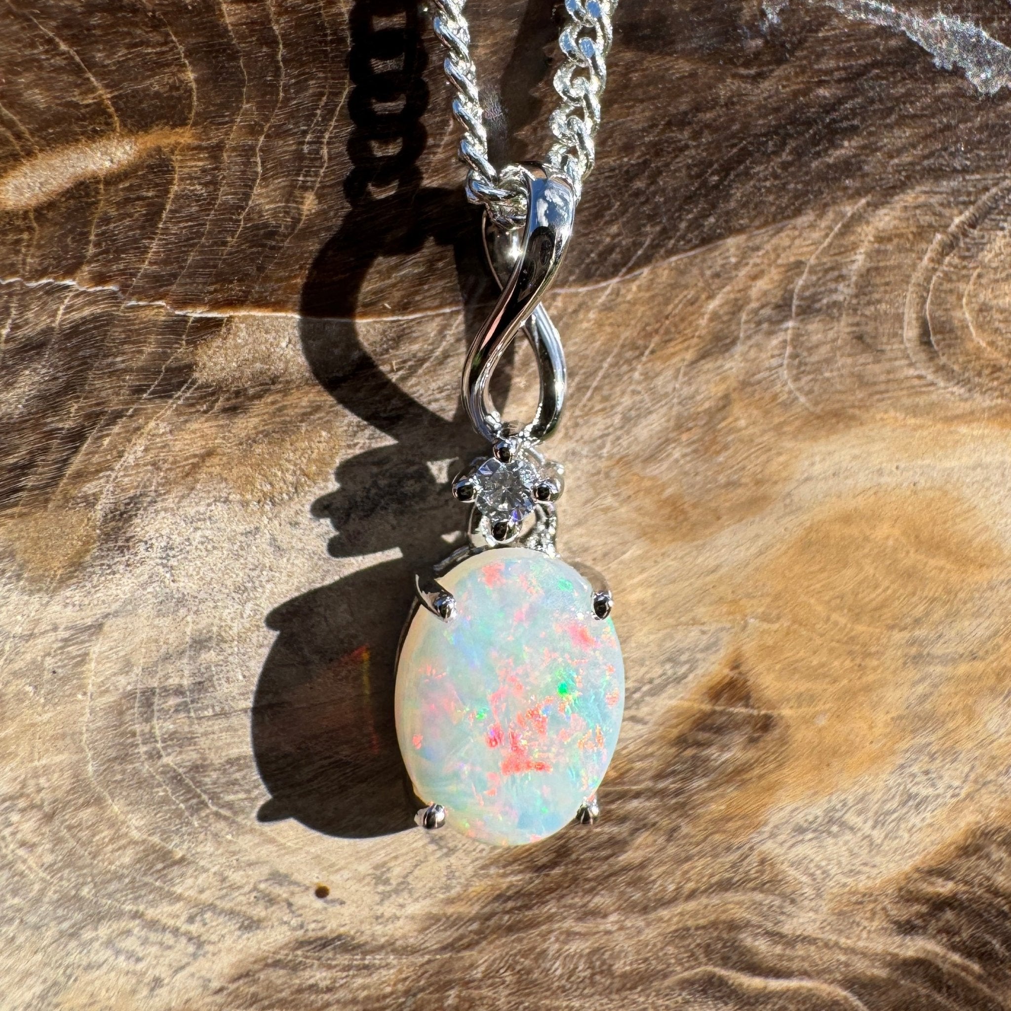 0.9ct Coober Pedy Opal Pendant Necklace ~ 'Marla Sunrise' | 925 Sterling Silver | Solid Australian Opal