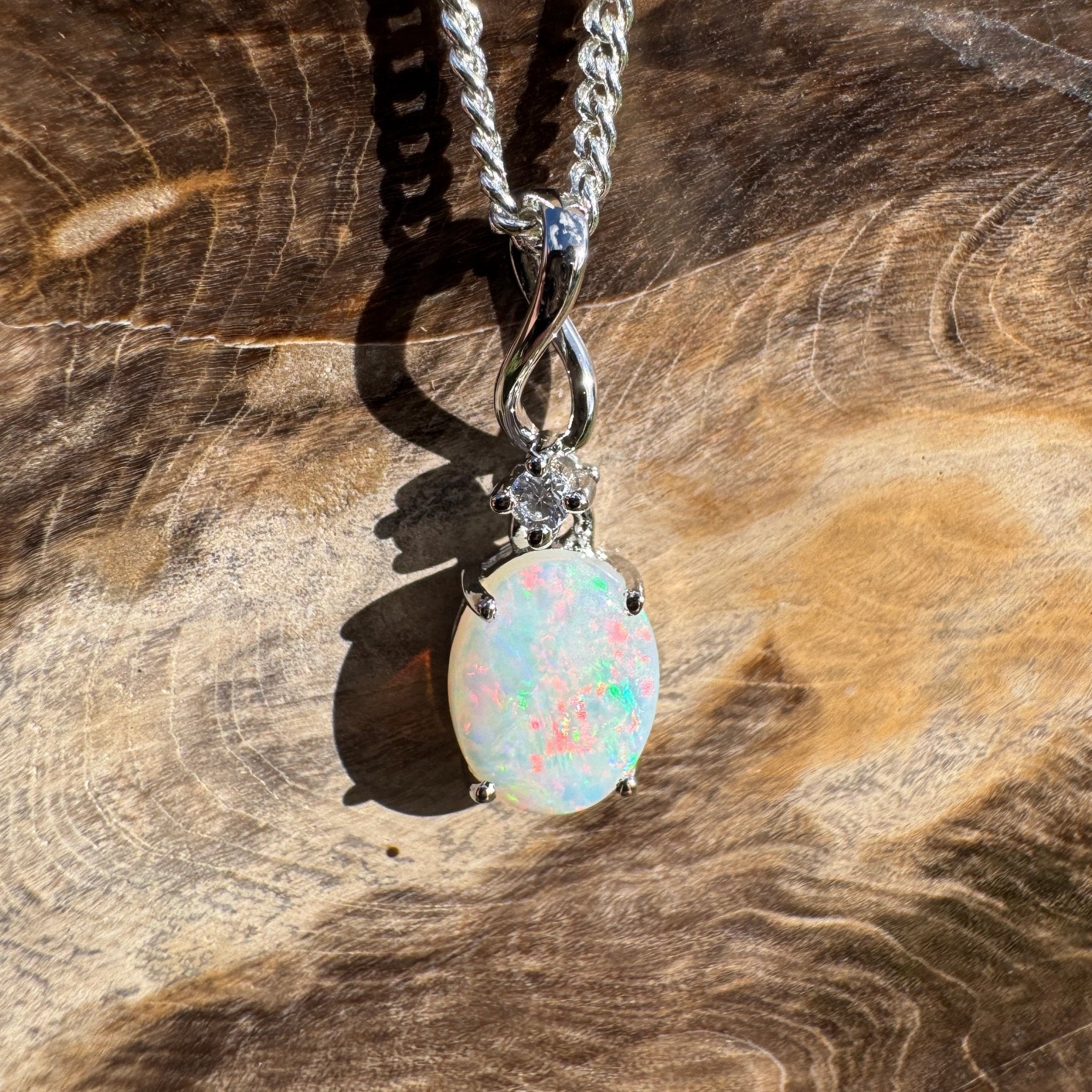 0.9ct Coober Pedy Opal Pendant Necklace ~ 'Marla Sunrise' | 925 Sterling Silver | Solid Australian Opal