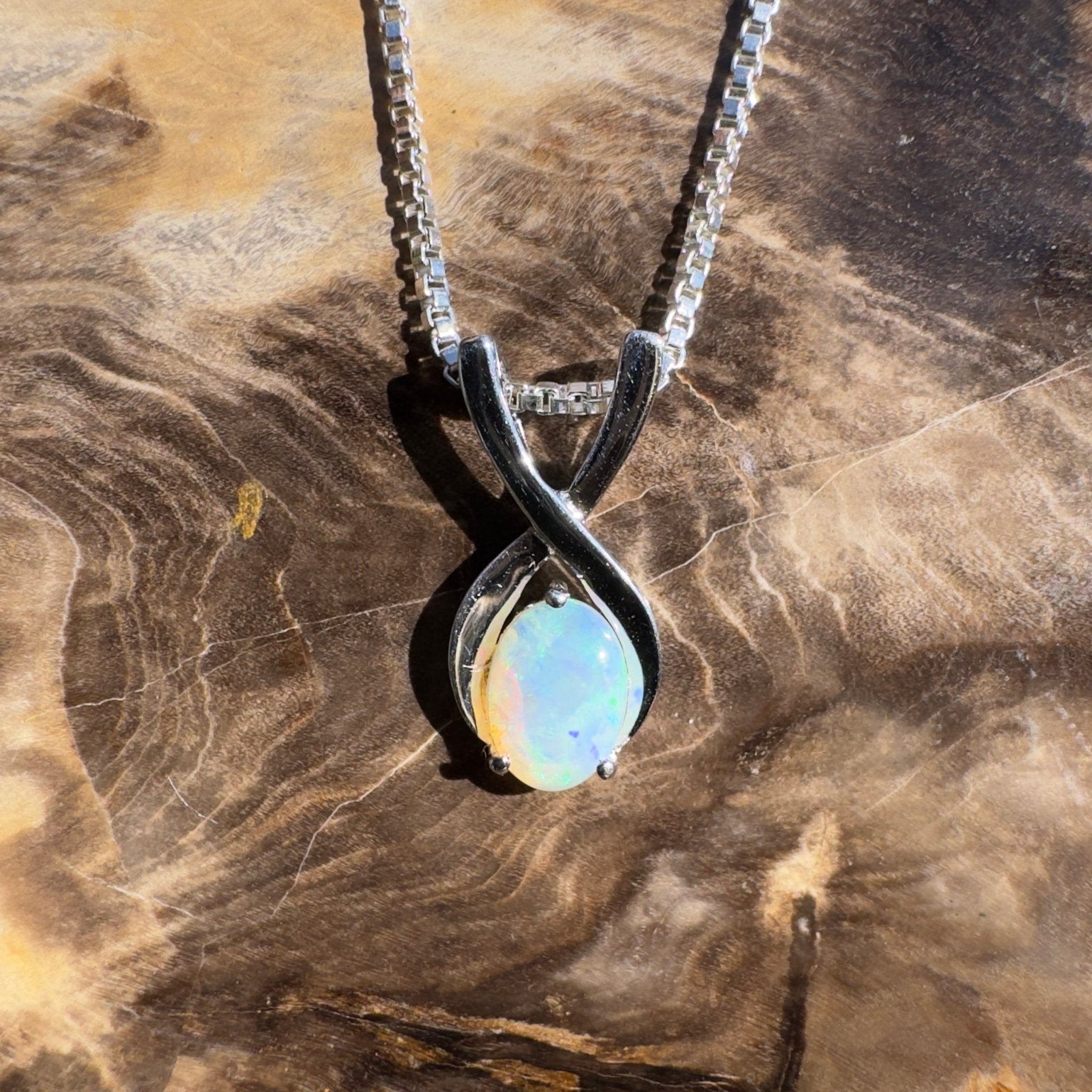 0.9ct Coober Pedy Opal Pendant Necklace ~ 'Sandon Point Shine' | 925 Sterling Silver | Solid Australian Opal