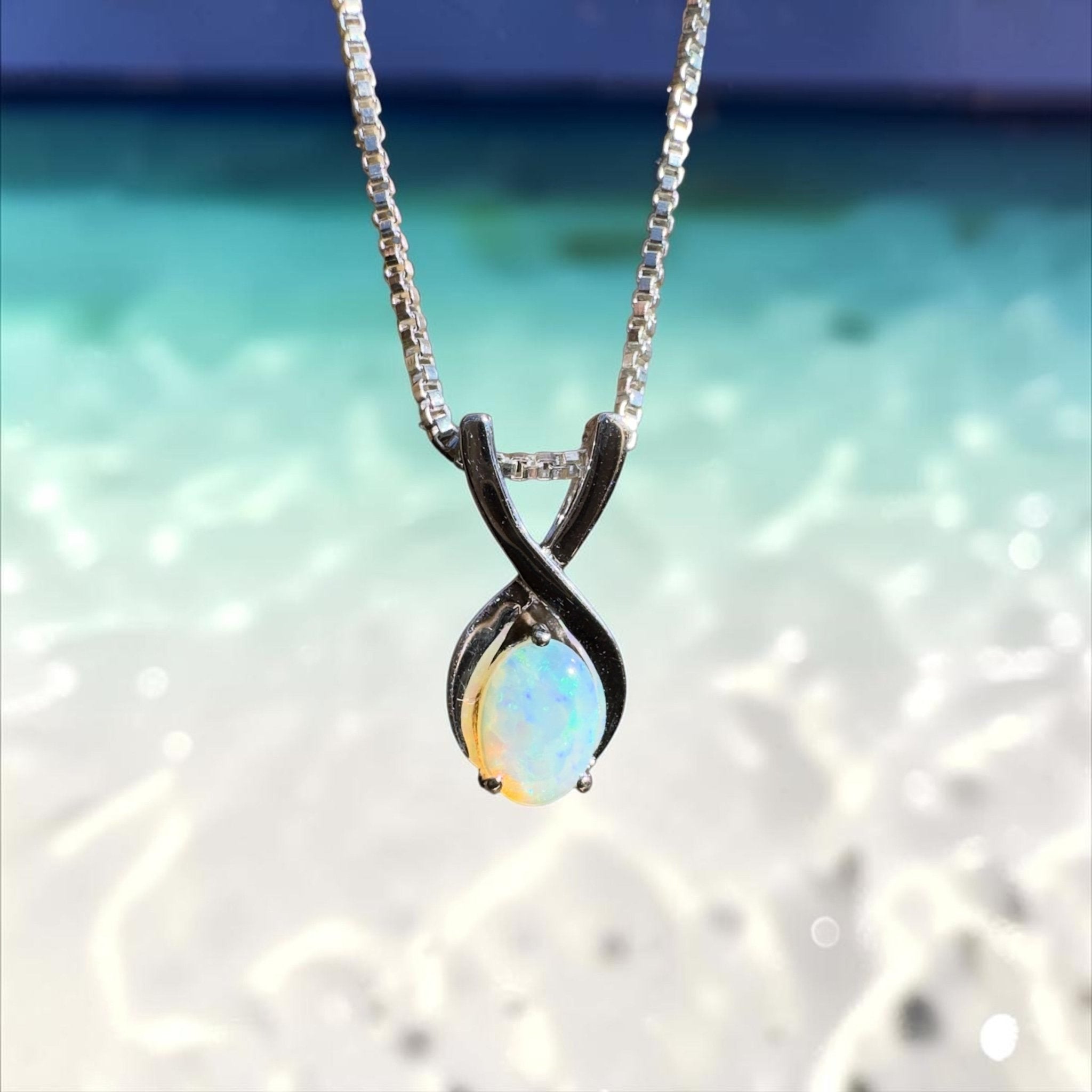 0.9ct Coober Pedy Opal Pendant Necklace ~ 'Sandon Point Shine' | 925 Sterling Silver | Solid Australian Opal