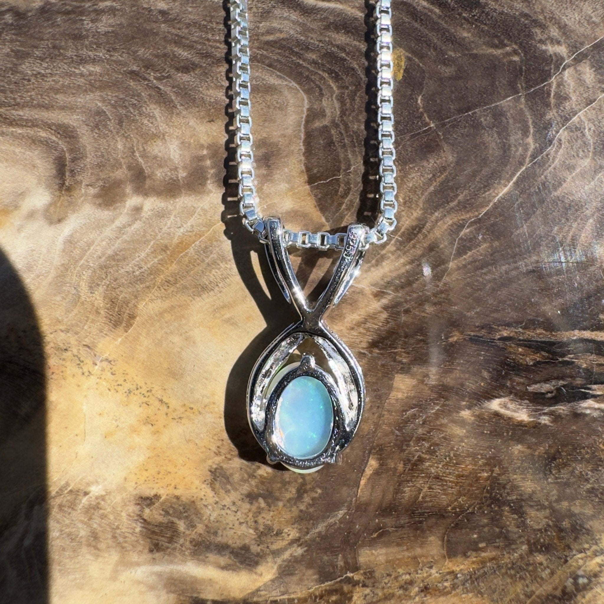 0.9ct Coober Pedy Opal Pendant Necklace ~ 'Sandon Point Shine' | 925 Sterling Silver | Solid Australian Opal