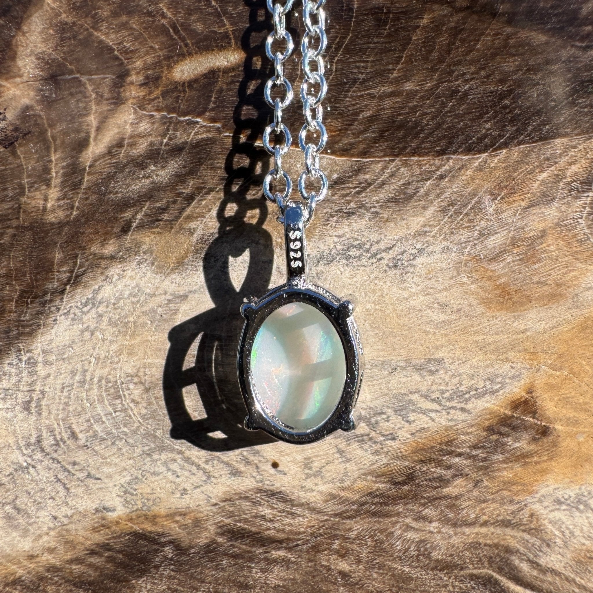 0.9ct Coober Pedy Opal Pendant Necklace ~ 'Shark Bay Light' | 925 Sterling Silver | Solid Australian Opal