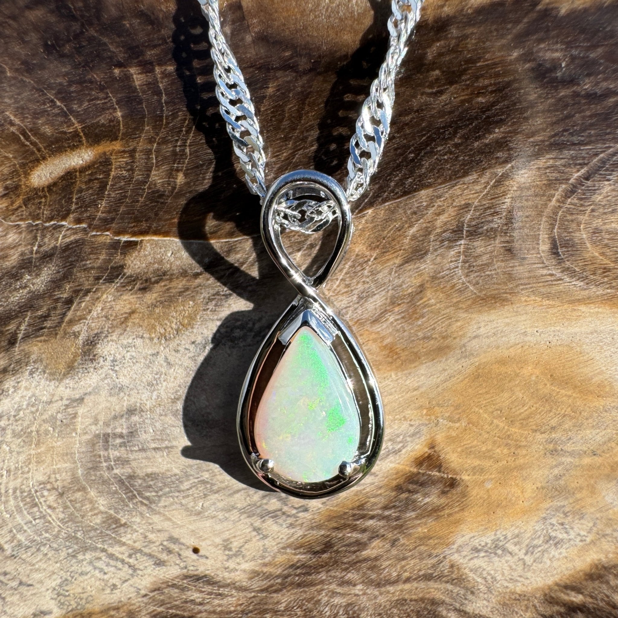 0.9ct Coober Pedy Opal Pendant Necklace ~ 'Uluru Regeneration' | 925 Sterling Silver | Solid Australian Opal