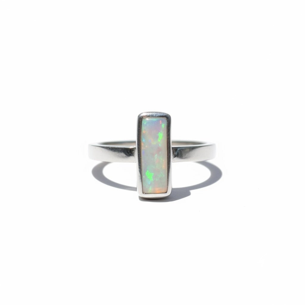 0.9ct Lightning Ridge Crystal Opal Ring ~ 'Bruny Tide Glow' | 925 Sterling Silver | Solid Australian Opal