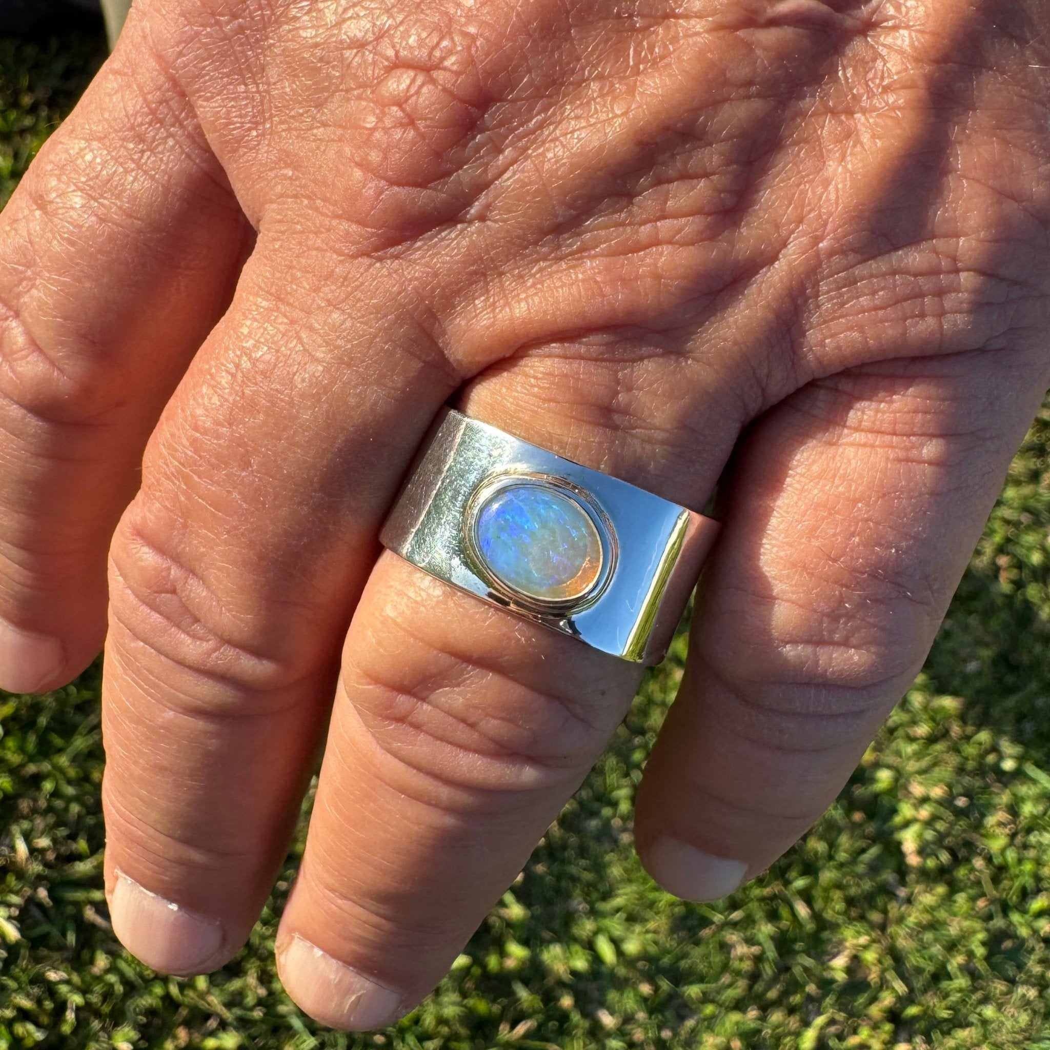 0.9ct Lightning Ridge Crystal Opal Ring ~ 'Hyams Beach Haze' | 925 Sterling Silver | Solid Australian Opal