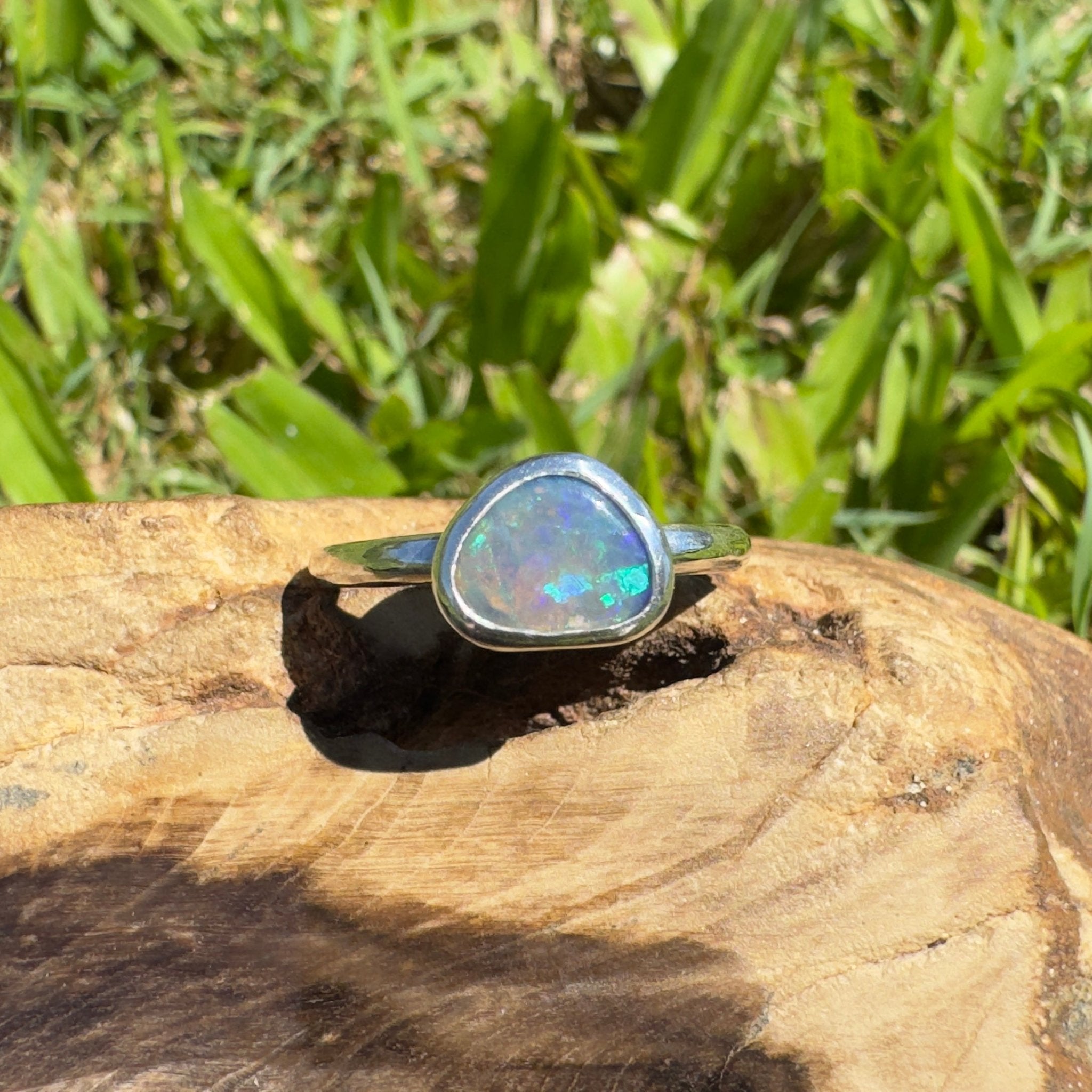 0.9ct Lightning Ridge Opal Ring ~ 'Hamilton Blues' | 925 Sterling Silver | Solid Australian Opal