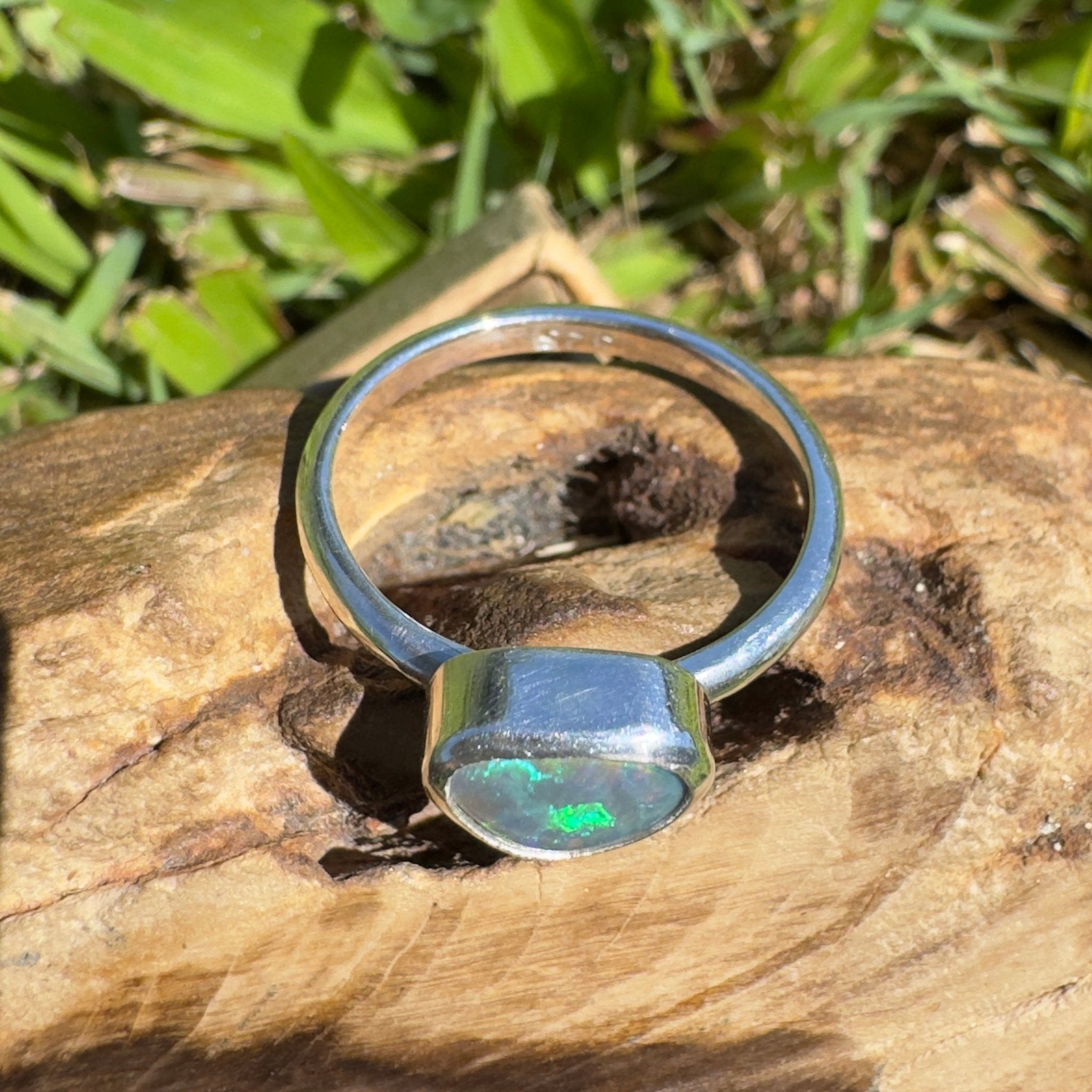 0.9ct Lightning Ridge Opal Ring ~ 'Hamilton Blues' | 925 Sterling Silver | Solid Australian Opal