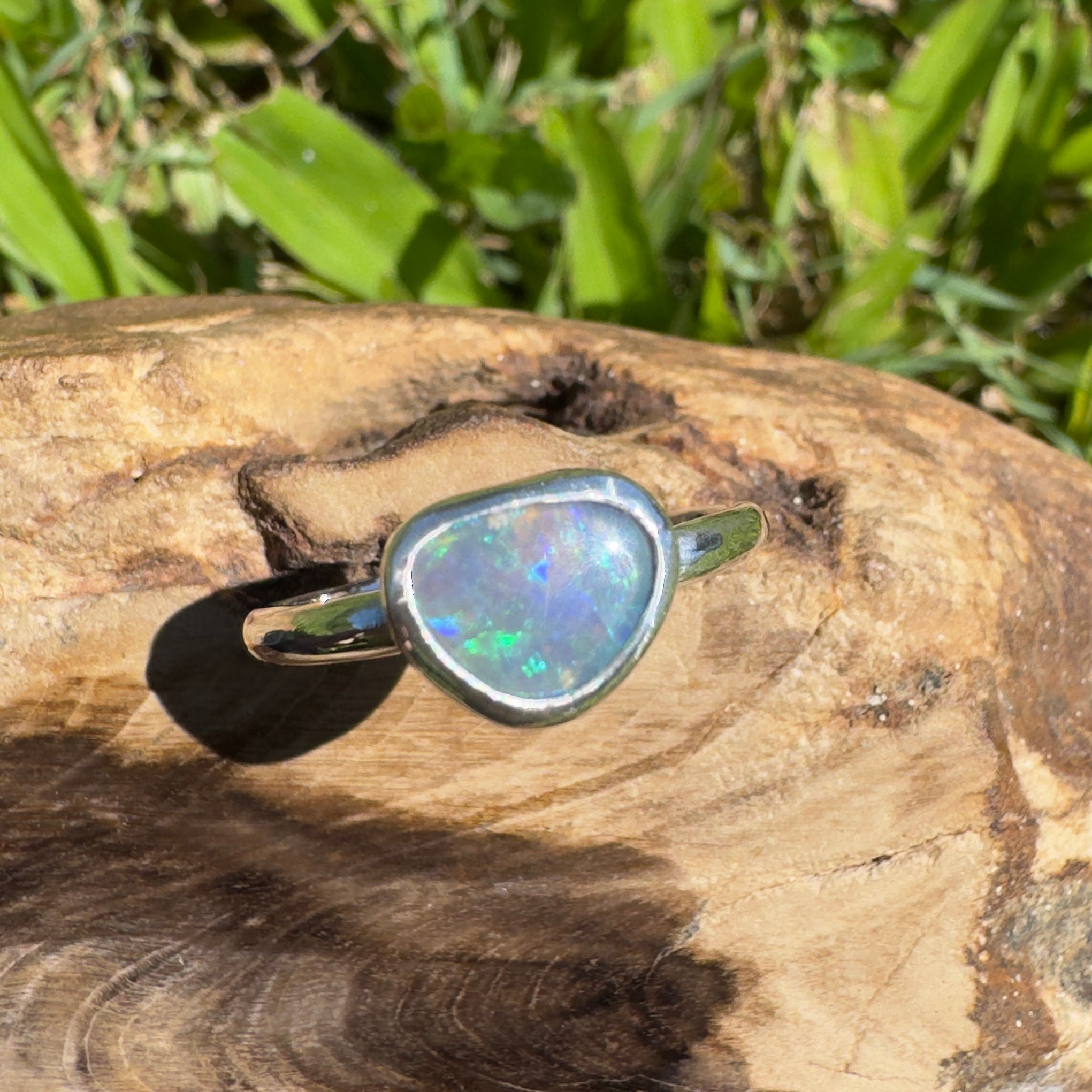 0.9ct Lightning Ridge Opal Ring ~ 'Hamilton Blues' | 925 Sterling Silver | Solid Australian Opal