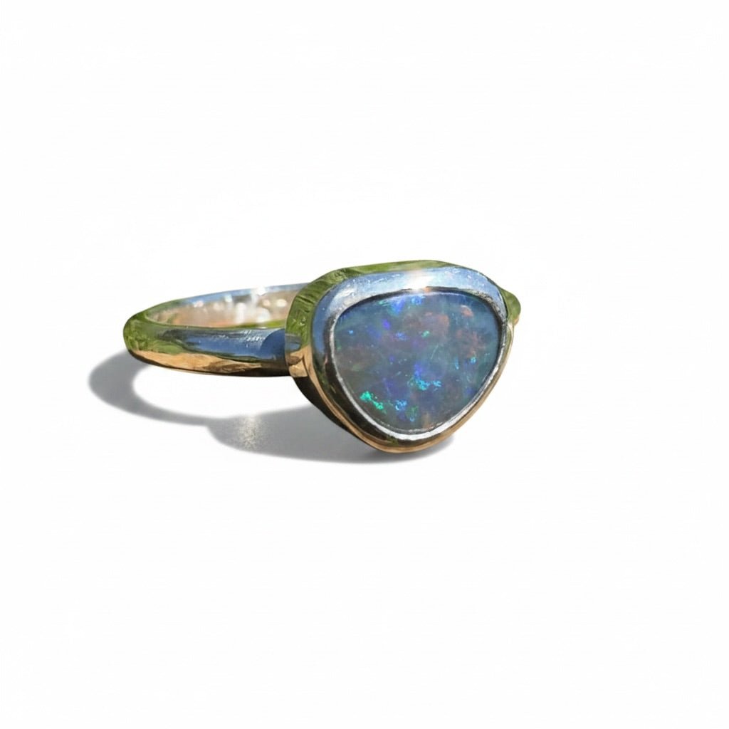 0.9ct Lightning Ridge Opal Ring ~ 'Hamilton Blues' | 925 Sterling Silver | Solid Australian Opal