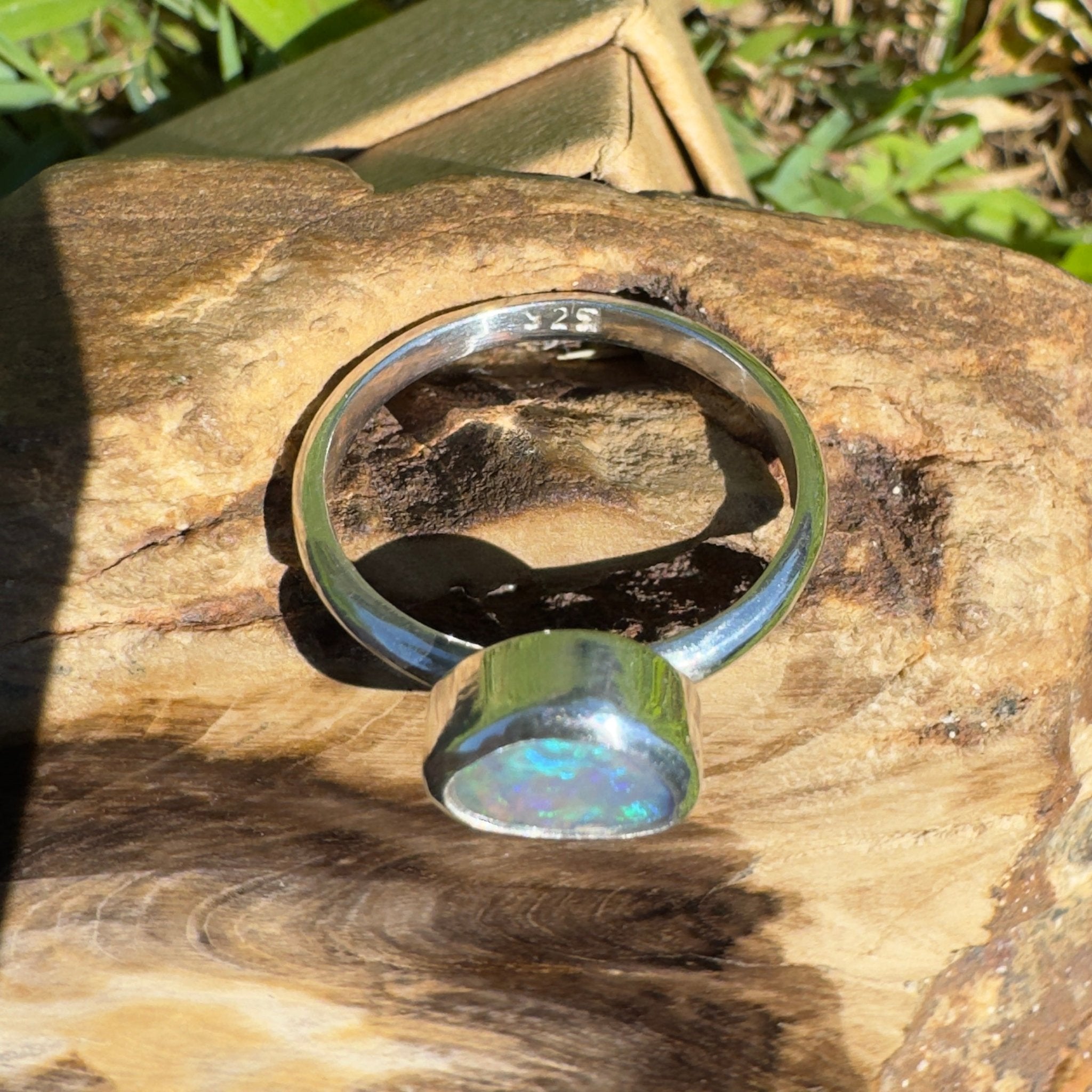 0.9ct Lightning Ridge Opal Ring ~ 'Hamilton Blues' | 925 Sterling Silver | Solid Australian Opal