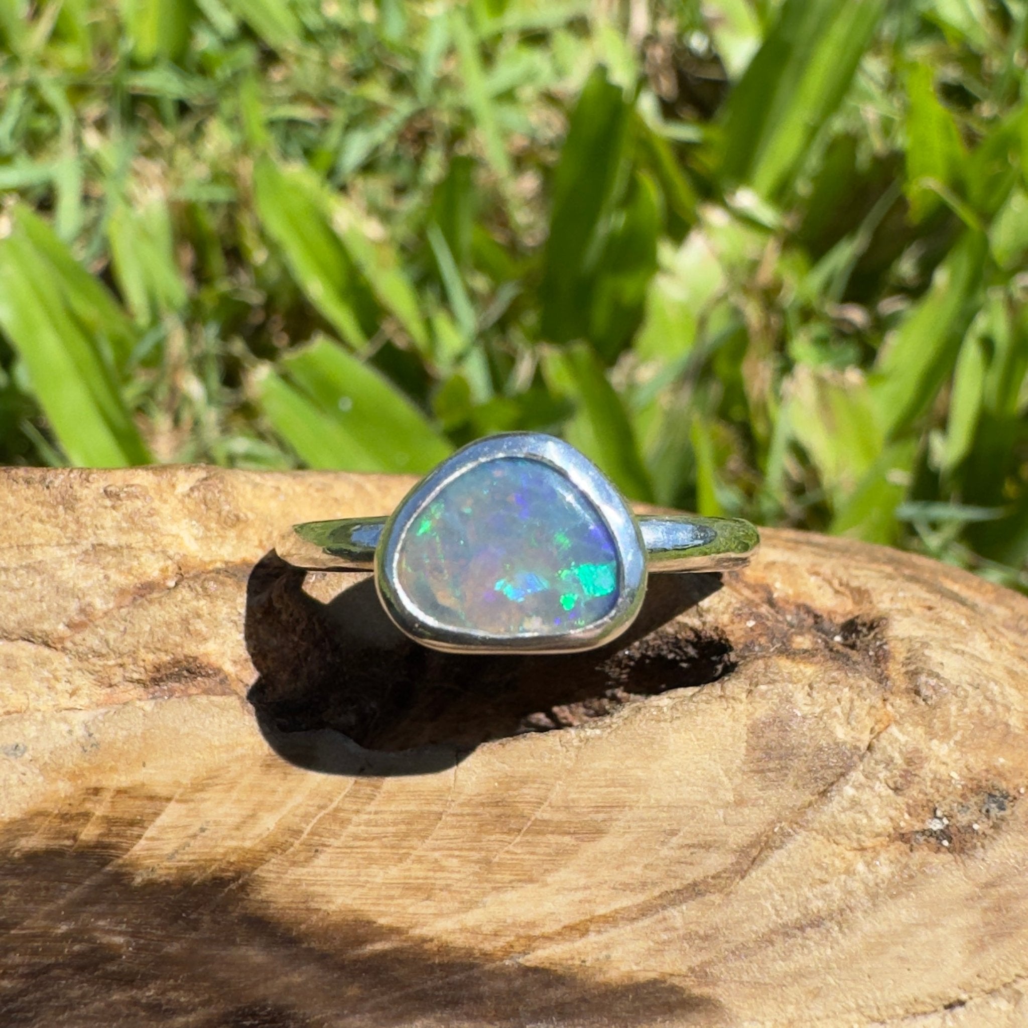 0.9ct Lightning Ridge Opal Ring ~ 'Hamilton Blues' | 925 Sterling Silver | Solid Australian Opal