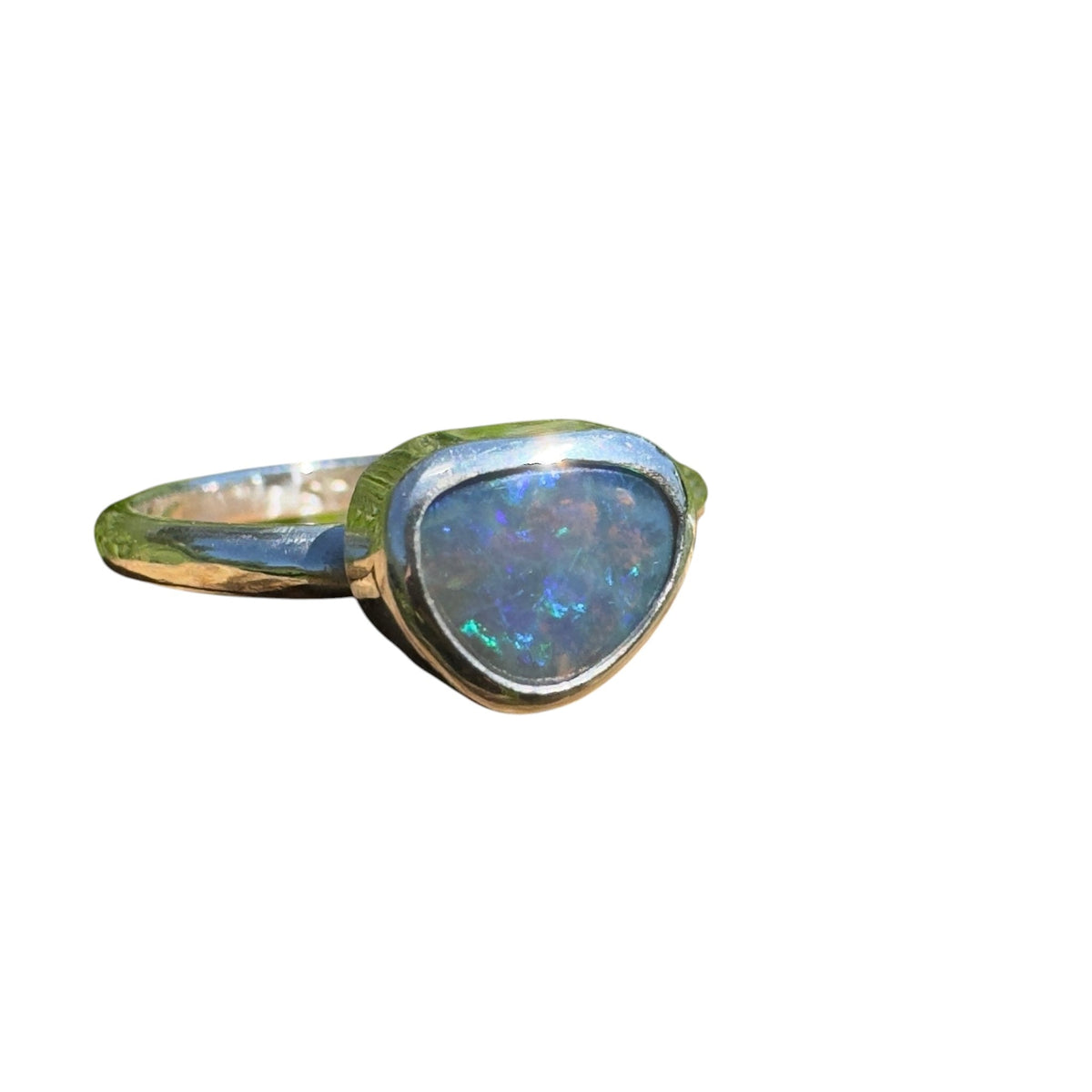 0.9ct Lightning Ridge Opal Ring ~ 'Hamilton Blues' | 925 Sterling Silver | Solid Australian Opal