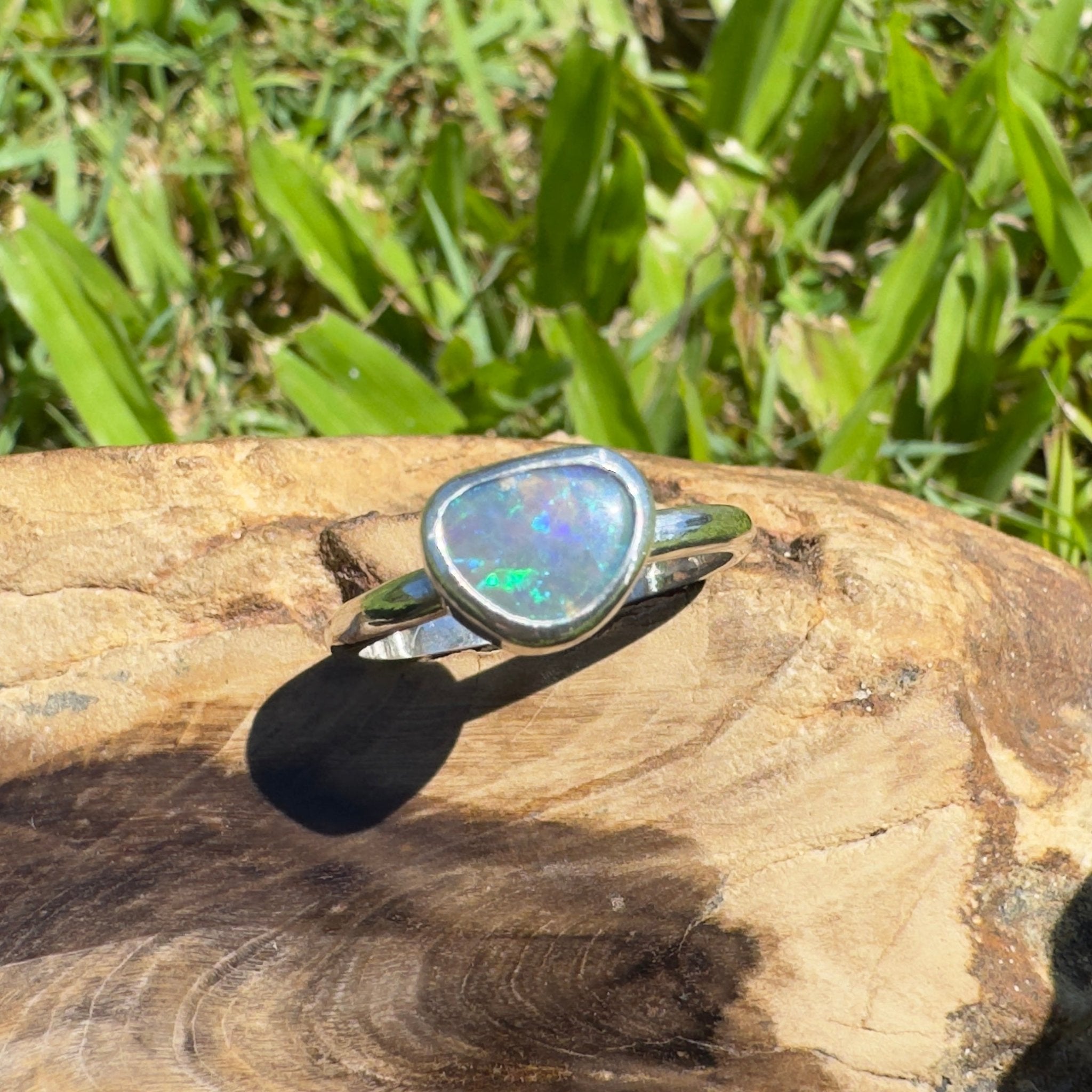 0.9ct Lightning Ridge Opal Ring ~ 'Hamilton Blues' | 925 Sterling Silver | Solid Australian Opal
