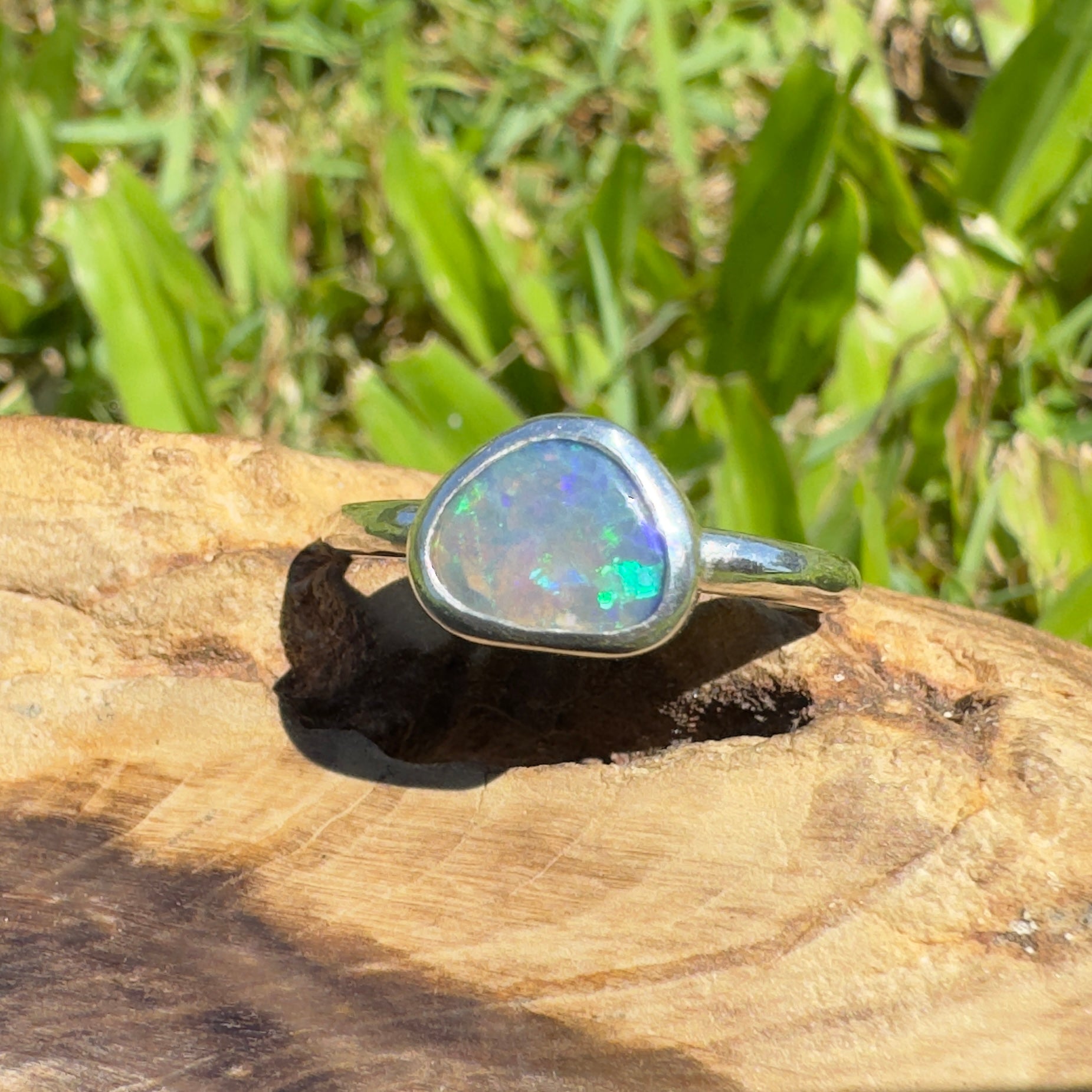 0.9ct Lightning Ridge Opal Ring ~ 'Hamilton Blues' | 925 Sterling Silver | Solid Australian Opal