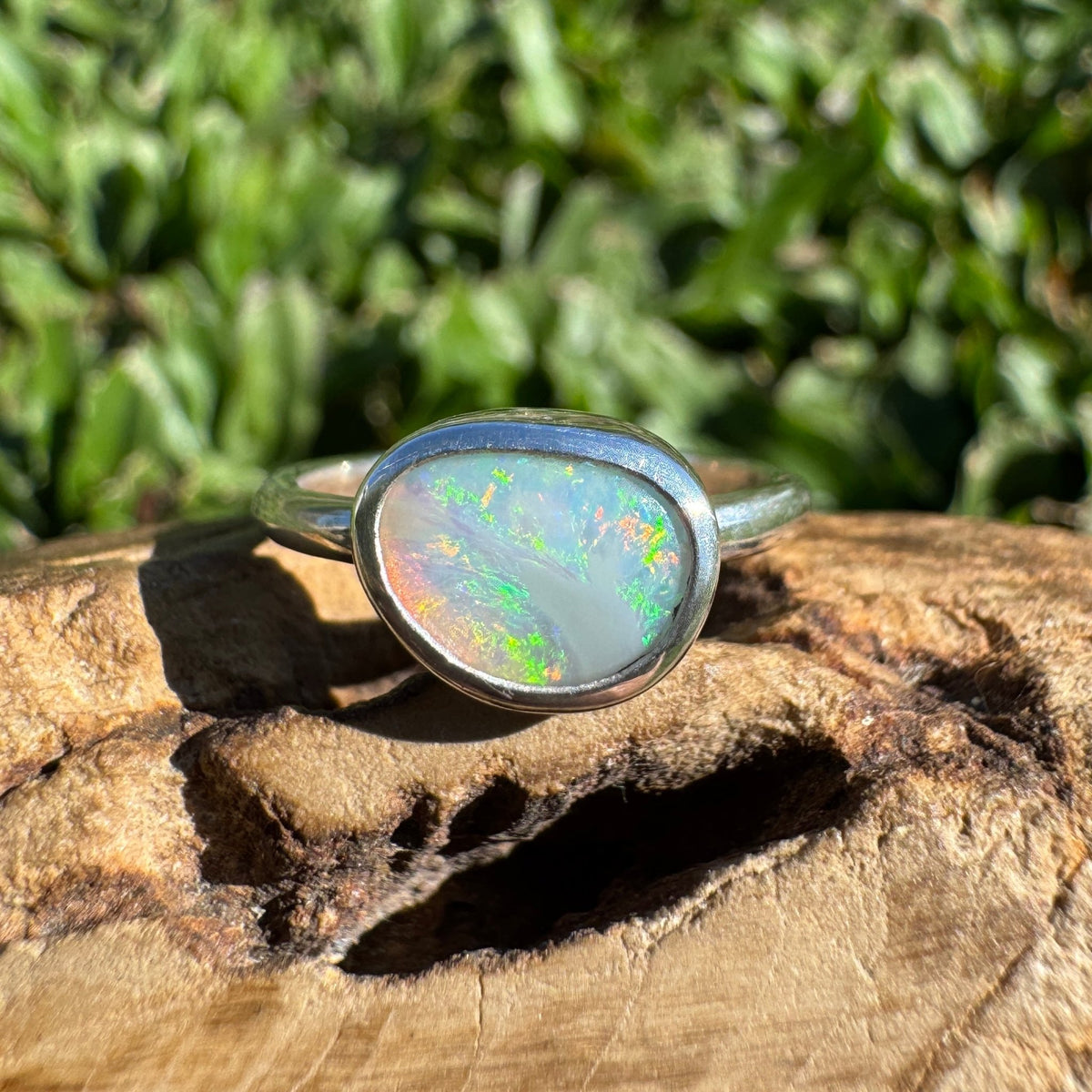 0.9ct Lightning Ridge Opal Ring ~ 'Lake Eacham Jewel' | 925 Sterling Silver | Solid Australian Opal