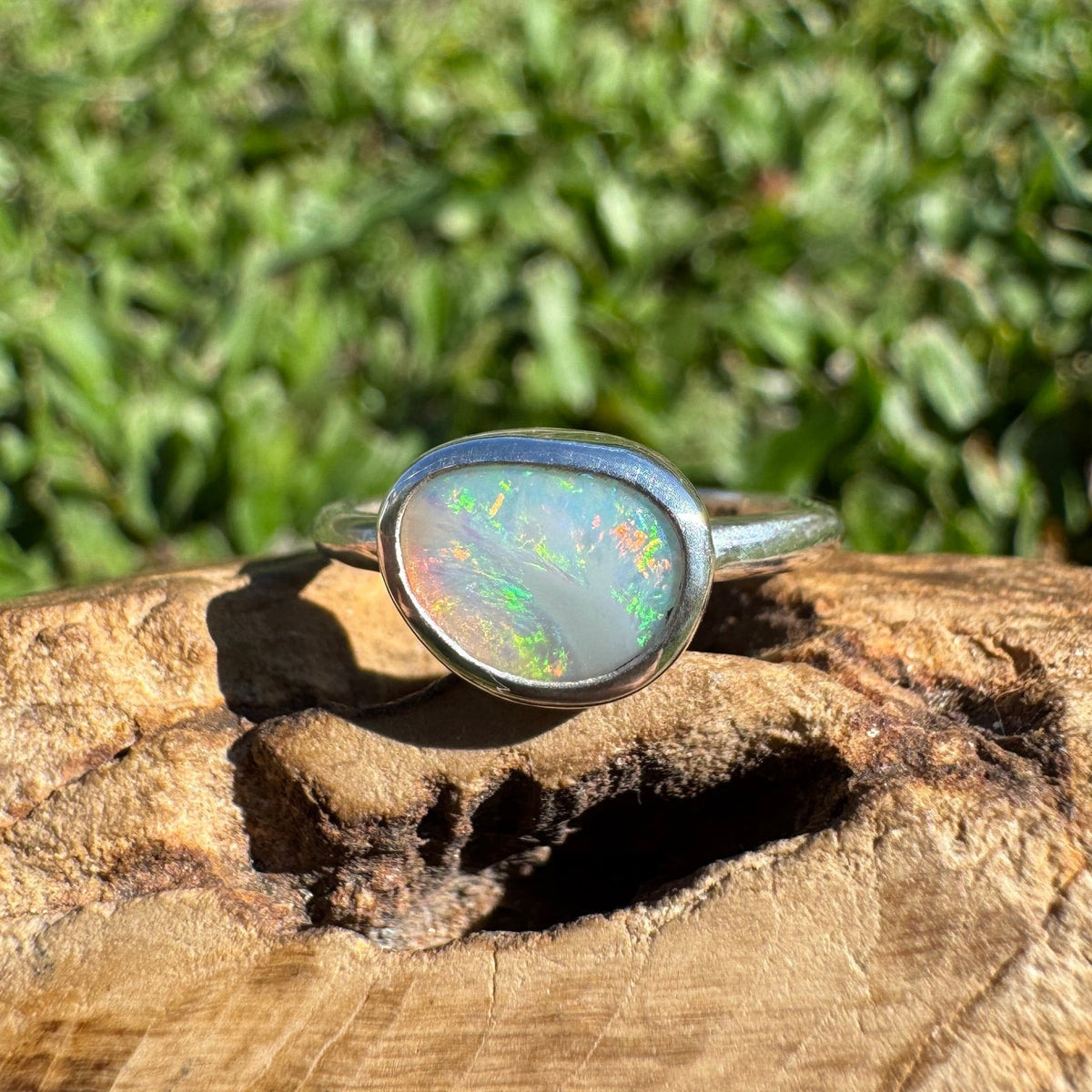 0.9ct Lightning Ridge Opal Ring ~ 'Lake Eacham Jewel' | 925 Sterling Silver | Solid Australian Opal