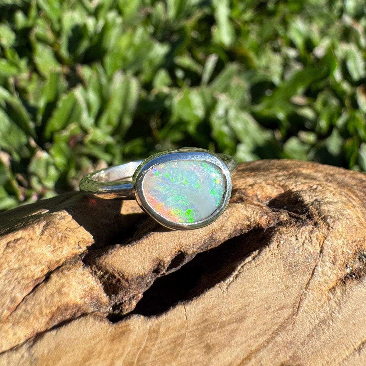 0.9ct Lightning Ridge Opal Ring ~ 'Lake Eacham Jewel' | 925 Sterling Silver | Solid Australian Opal