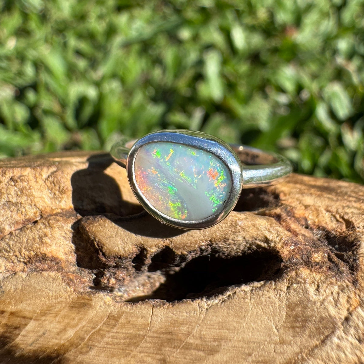 0.9ct Lightning Ridge Opal Ring ~ 'Lake Eacham Jewel' | 925 Sterling Silver | Solid Australian Opal
