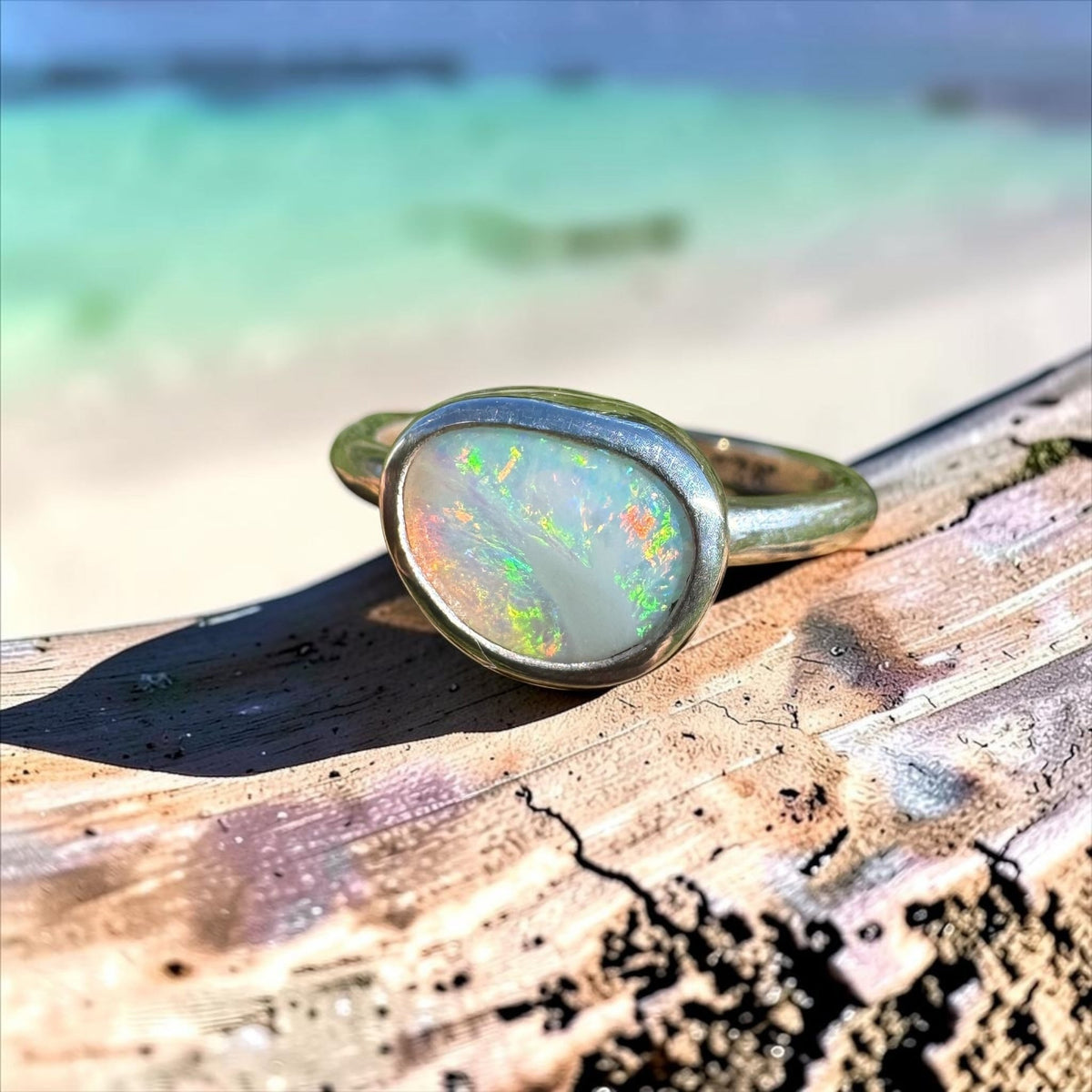 0.9ct Lightning Ridge Opal Ring ~ 'Lake Eacham Jewel' | 925 Sterling Silver | Solid Australian Opal
