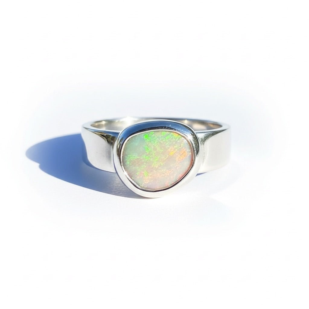 0.9ct Lightning Ridge Opal Ring ~ 'Sunshine Coast Blaze' | 925 Sterling Silver | Solid Australian Opal