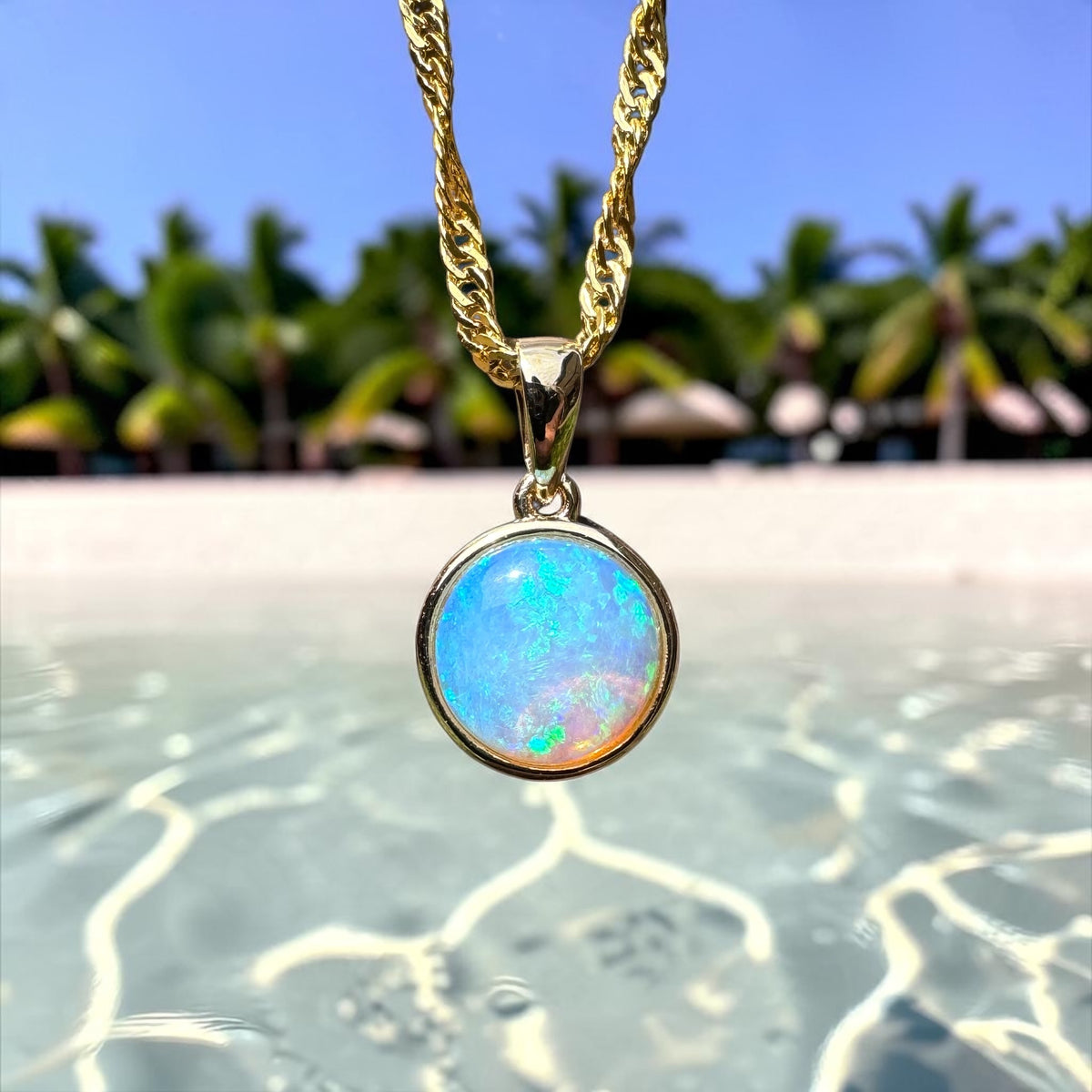 1.1ct Lightning Ridge Opal Pendant Necklace ~ 'Katherine Gorge Greens' | 14ct Yellow Gold | Solid Australian Opal