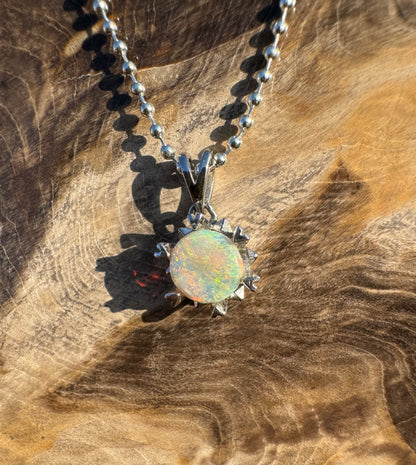 'Rainbow Ridge' ~ Handcrafted 0.8ct Solid Lightning Ridge Opal Sterling Silver Pendant Necklace - Iona Opal Australia