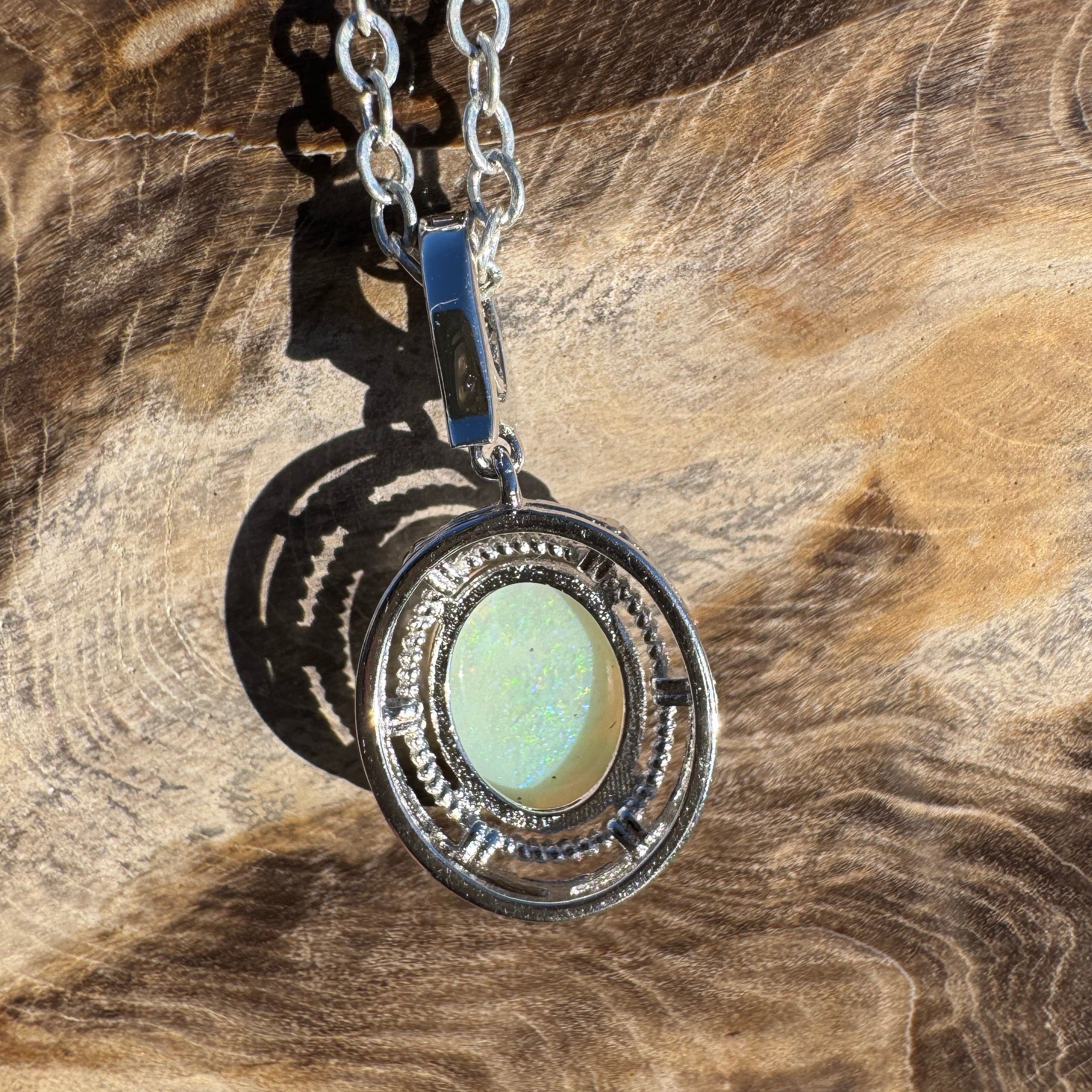 1.5ct Coober Pedy Opal Pendant Necklace ~ 'Atherton Mist' | 925 Sterling Silver | Solid Australian Opal