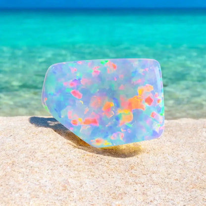 Iridescent opal gemstone.